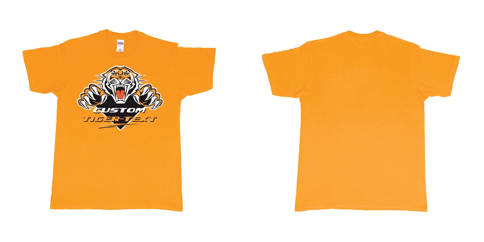 Custom tshirt design the wests tigers sydney national rugby league custom tshirt print in fabric color gold choice your own text made in Bali by The Pirate Way