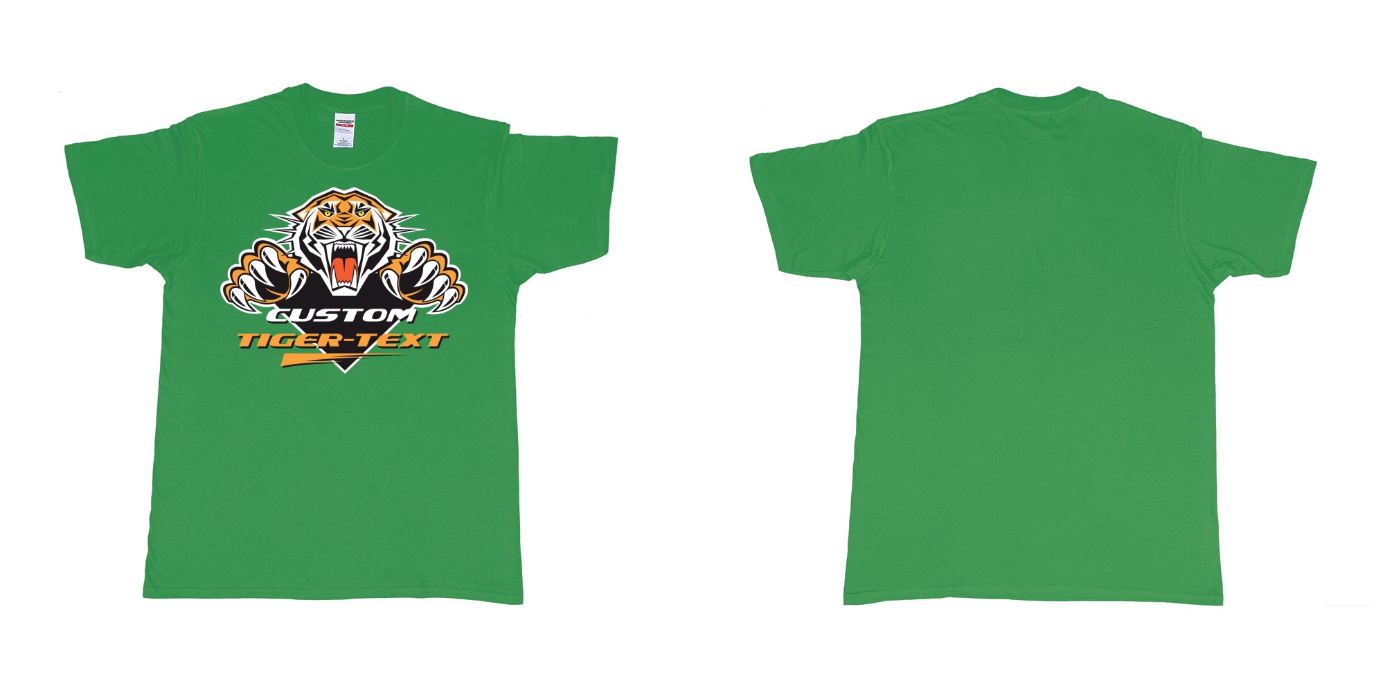 Custom tshirt design the wests tigers sydney national rugby league custom tshirt print in fabric color irish-green choice your own text made in Bali by The Pirate Way