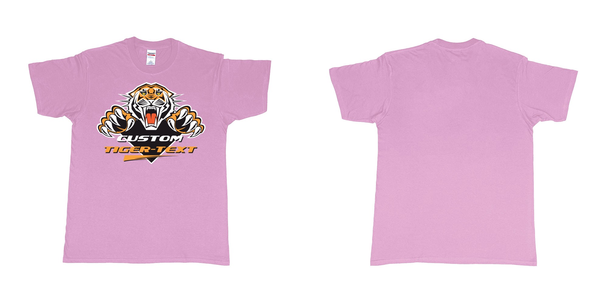 Custom tshirt design the wests tigers sydney national rugby league custom tshirt print in fabric color light-pink choice your own text made in Bali by The Pirate Way