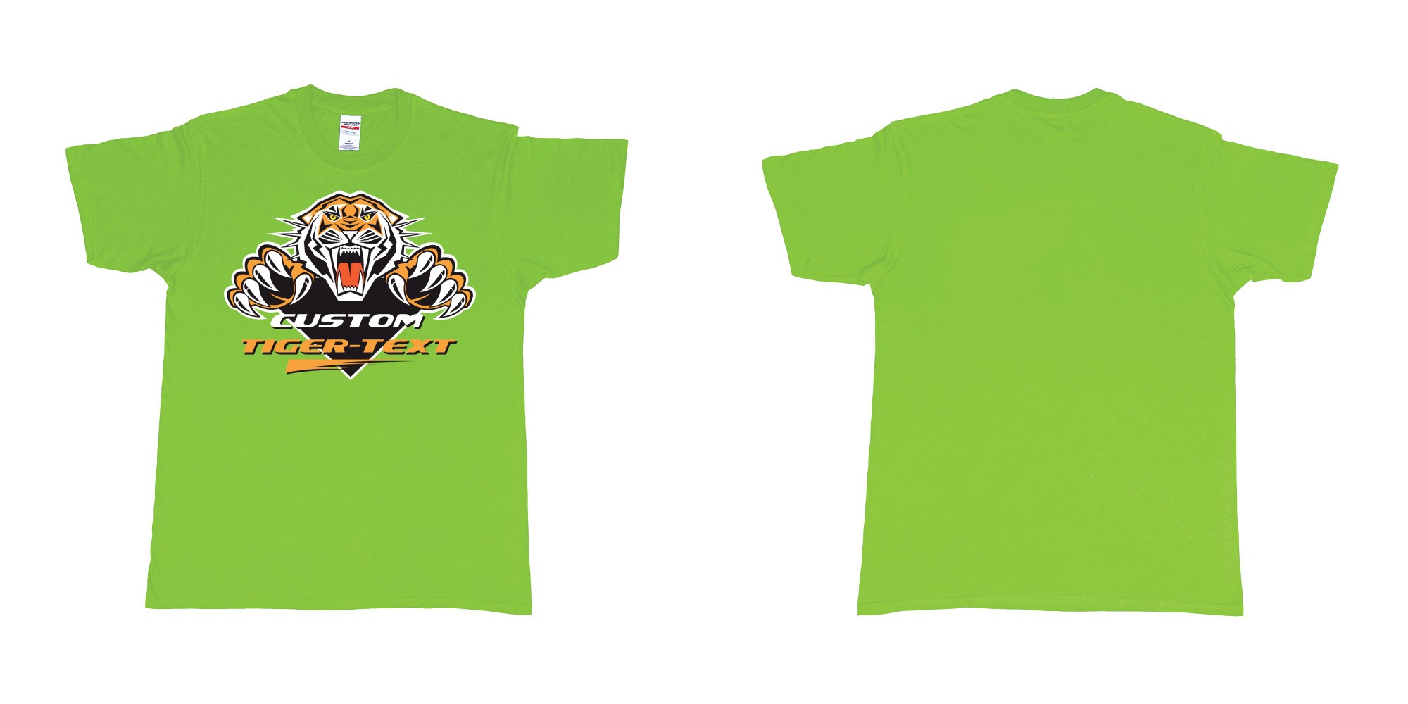 Custom tshirt design the wests tigers sydney national rugby league custom tshirt print in fabric color lime choice your own text made in Bali by The Pirate Way