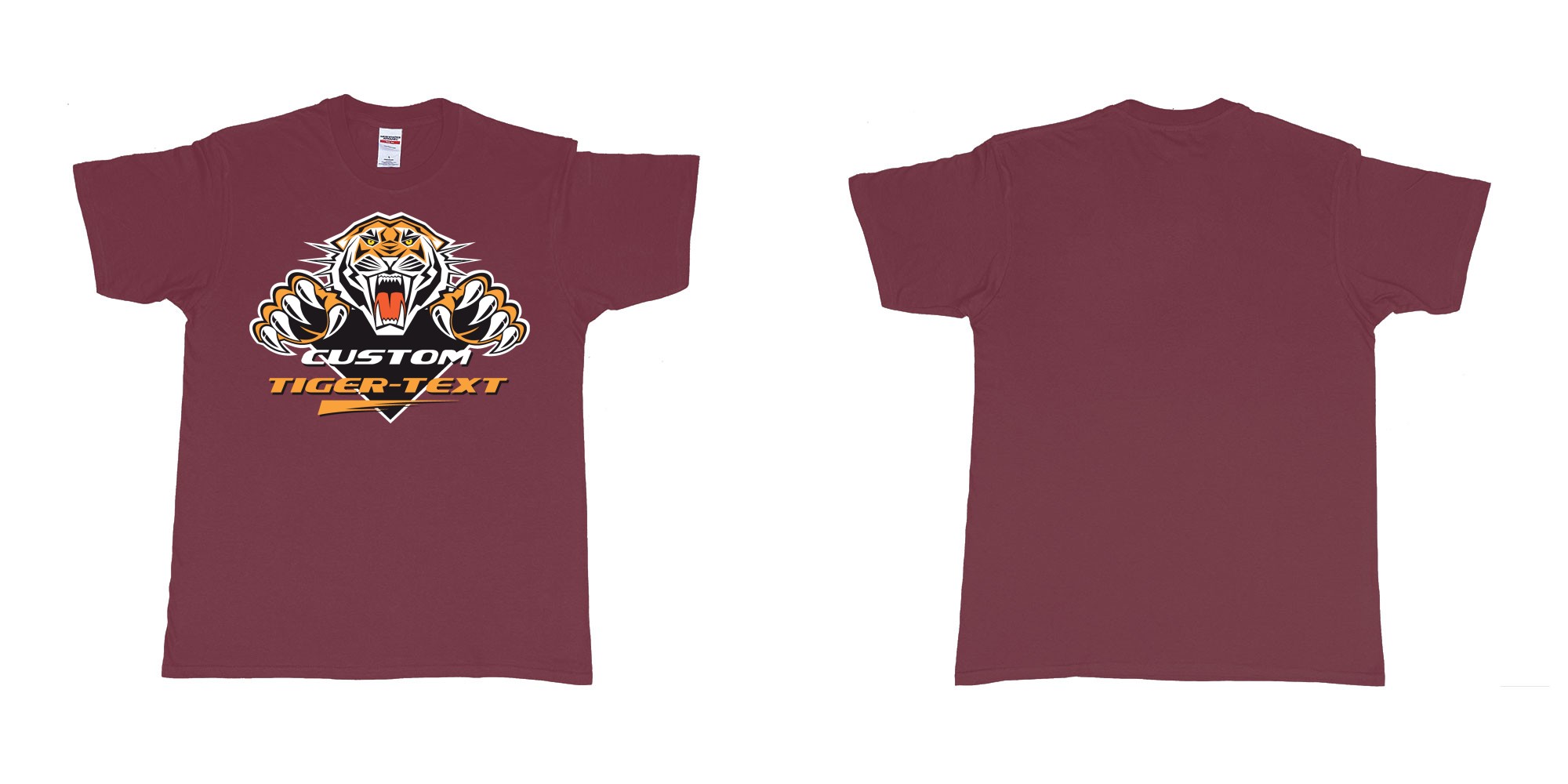 Custom tshirt design the wests tigers sydney national rugby league custom tshirt print in fabric color marron choice your own text made in Bali by The Pirate Way
