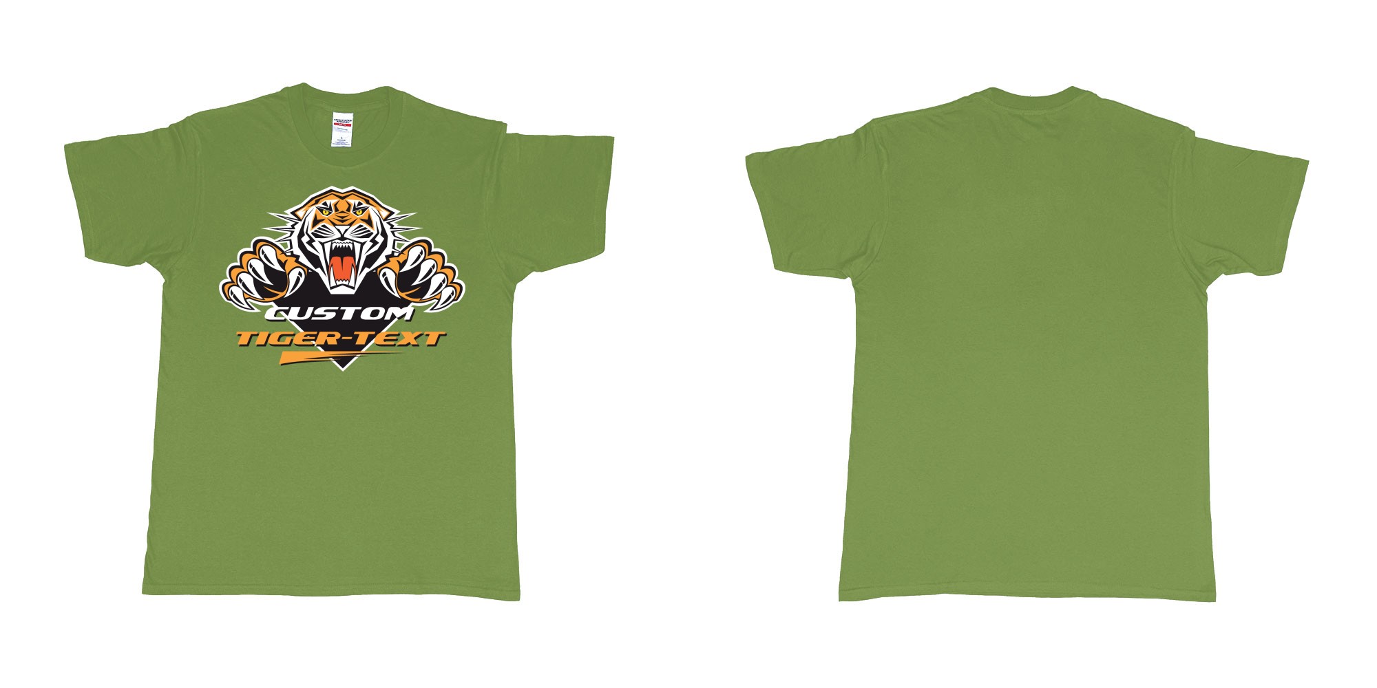 Custom tshirt design the wests tigers sydney national rugby league custom tshirt print in fabric color military-green choice your own text made in Bali by The Pirate Way