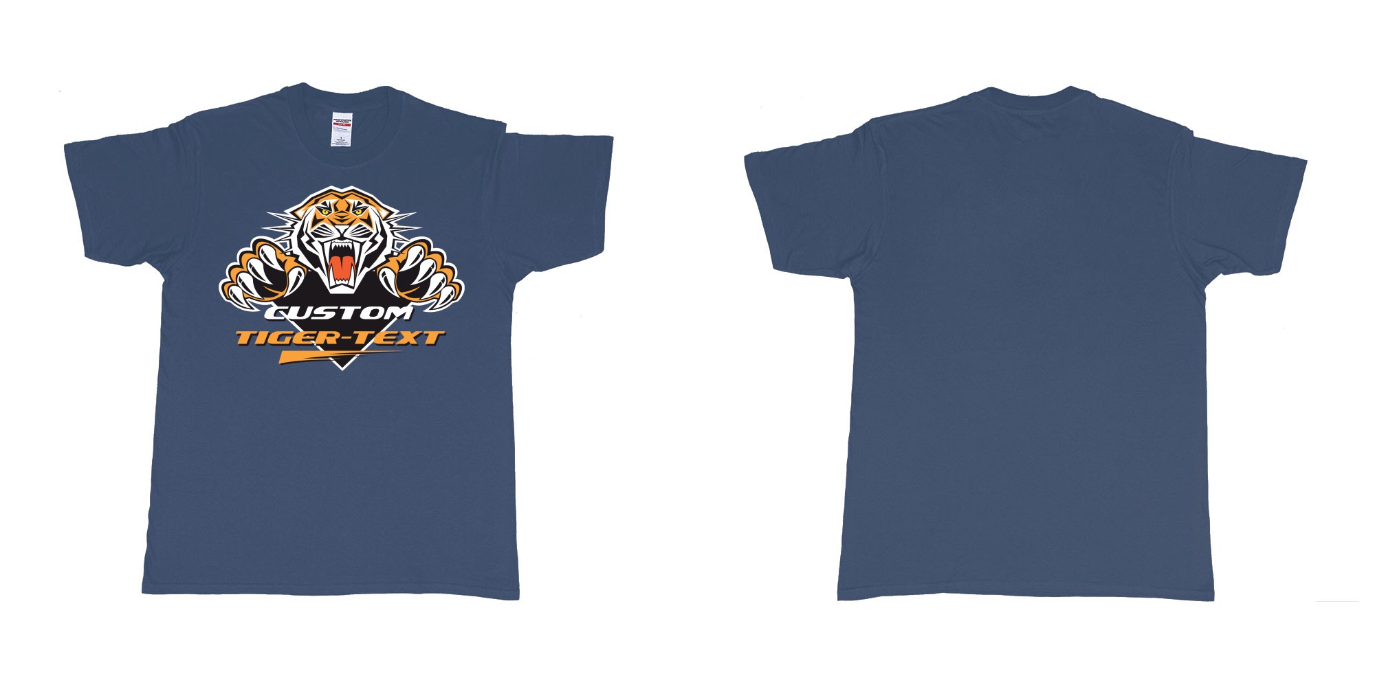 Custom tshirt design the wests tigers sydney national rugby league custom tshirt print in fabric color navy choice your own text made in Bali by The Pirate Way