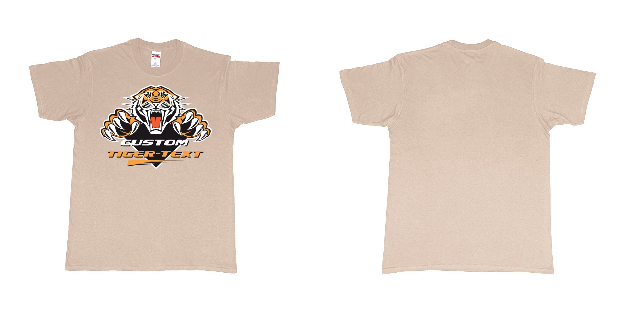 Custom tshirt design the wests tigers sydney national rugby league custom tshirt print in fabric color sand choice your own text made in Bali by The Pirate Way