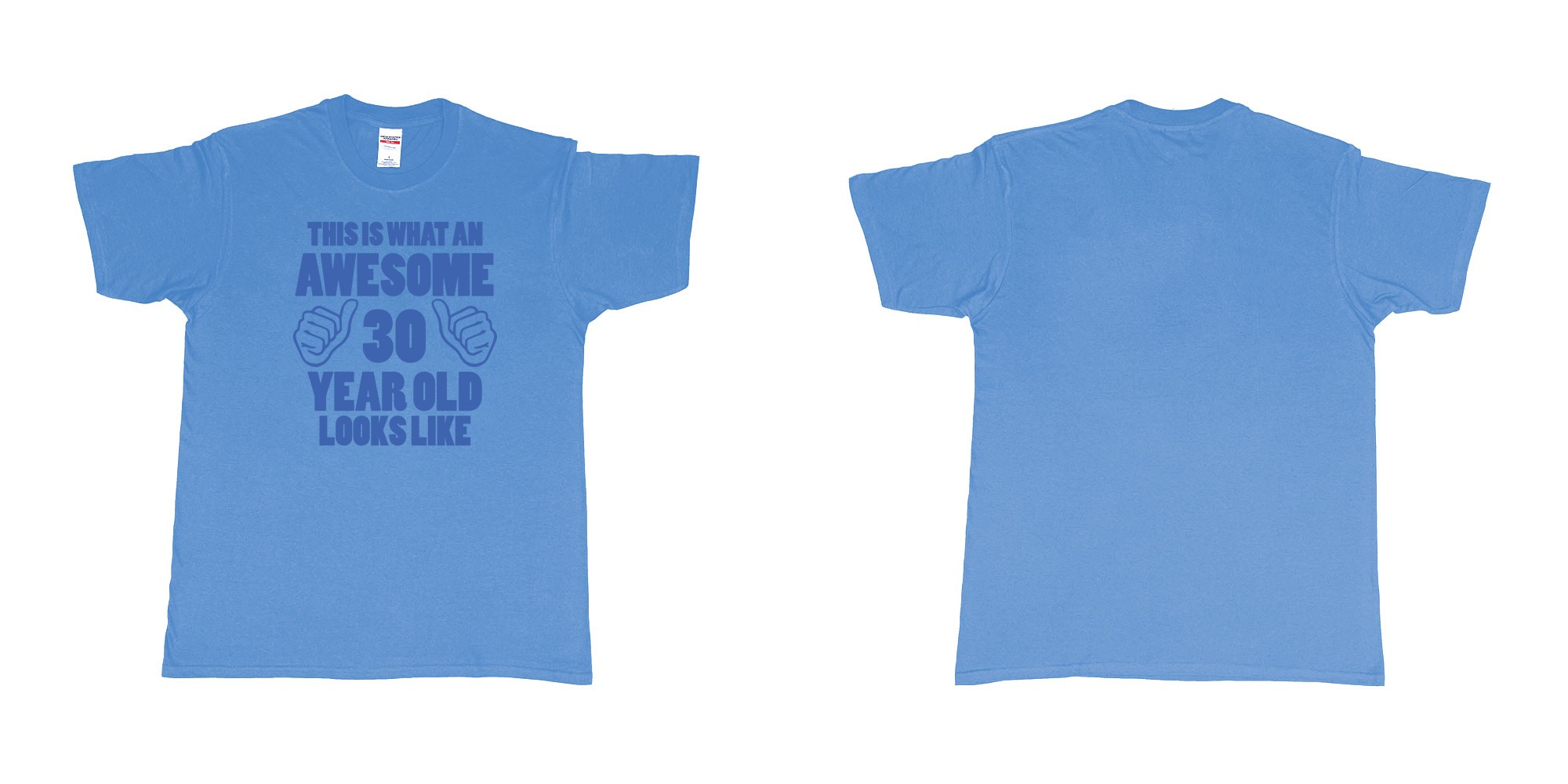 Custom tshirt design this is what an awesom 30 year old look like in fabric color carolina-blue choice your own text made in Bali by The Pirate Way