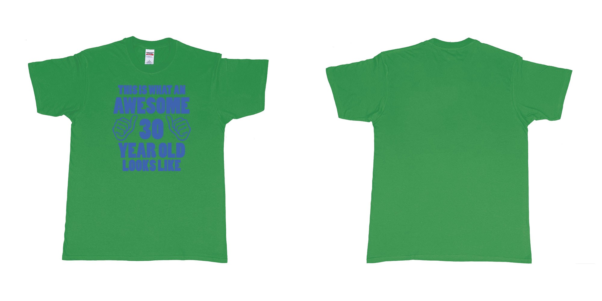 Custom tshirt design this is what an awesom 30 year old look like in fabric color irish-green choice your own text made in Bali by The Pirate Way