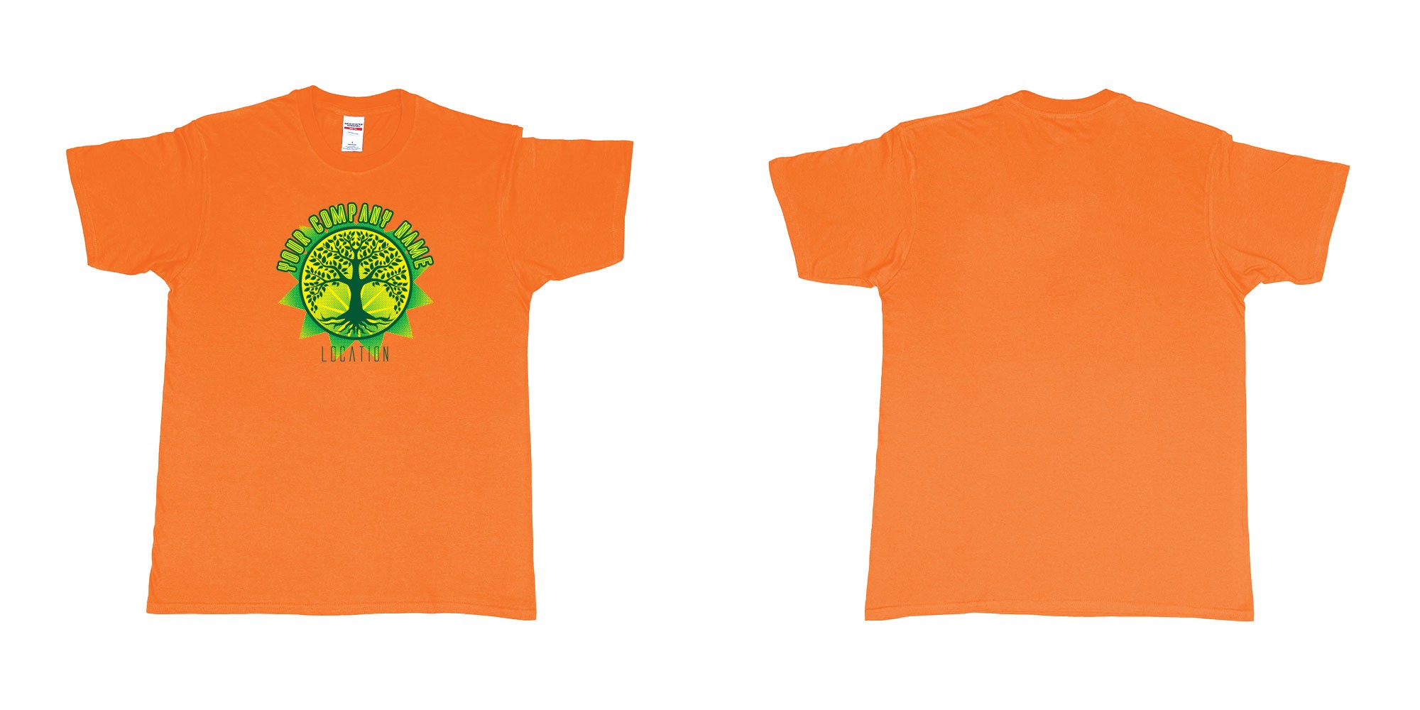 Custom tshirt design tree of life gardener landscaper custom own teeshirt print bali in fabric color orange choice your own text made in Bali by The Pirate Way