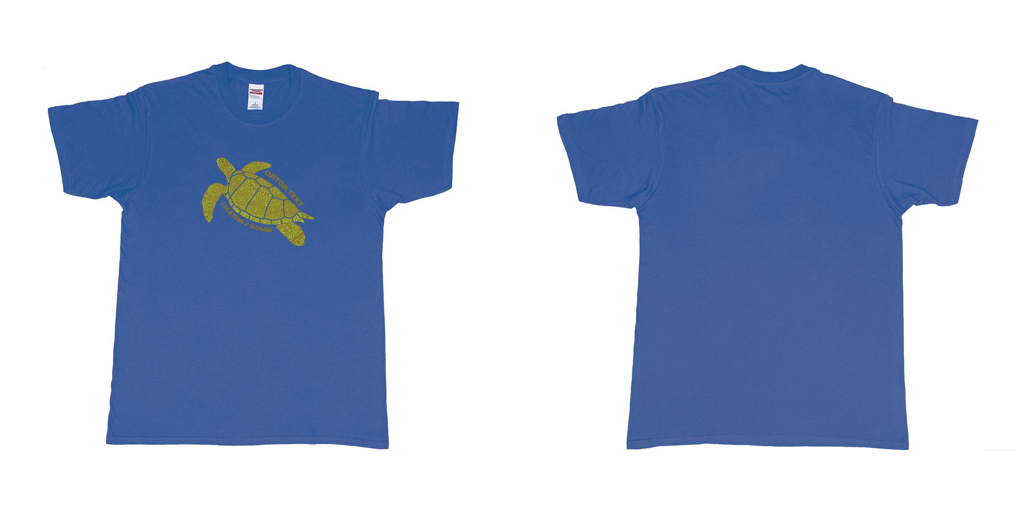 Custom tshirt design turtle bali tribal in fabric color royal-blue choice your own text made in Bali by The Pirate Way