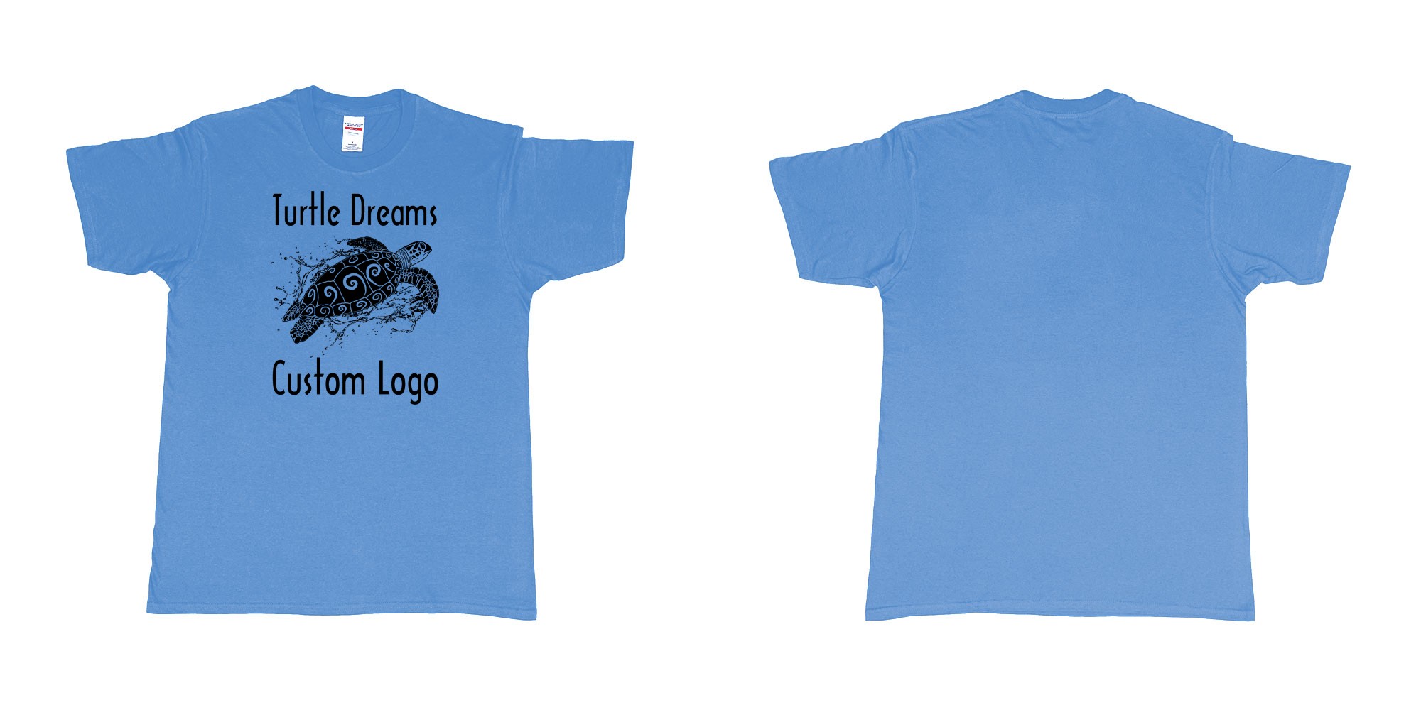 Custom tshirt design turtle dreams custom logo design in fabric color carolina-blue choice your own text made in Bali by The Pirate Way