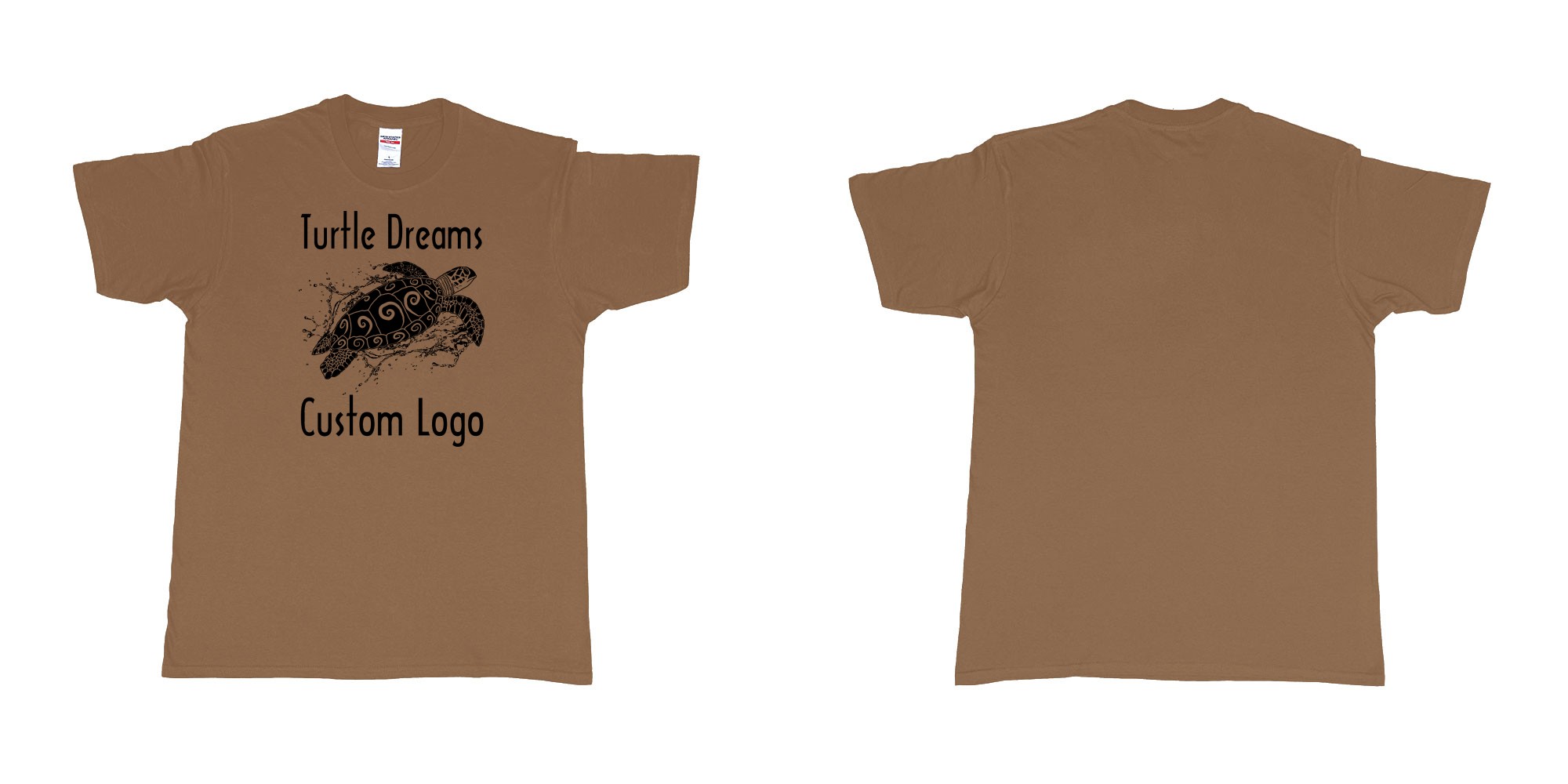 Custom tshirt design turtle dreams custom logo design in fabric color chestnut choice your own text made in Bali by The Pirate Way