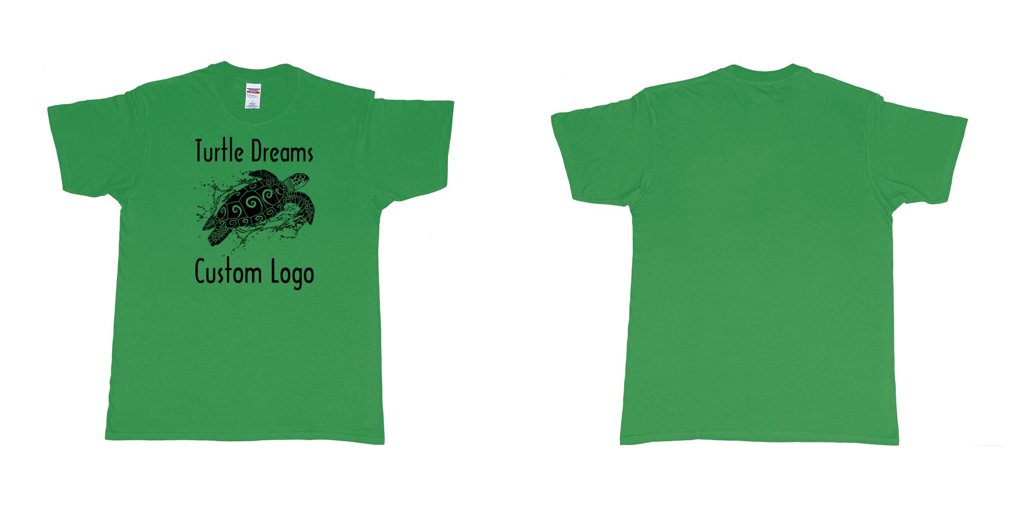 Custom tshirt design turtle dreams custom logo design in fabric color irish-green choice your own text made in Bali by The Pirate Way