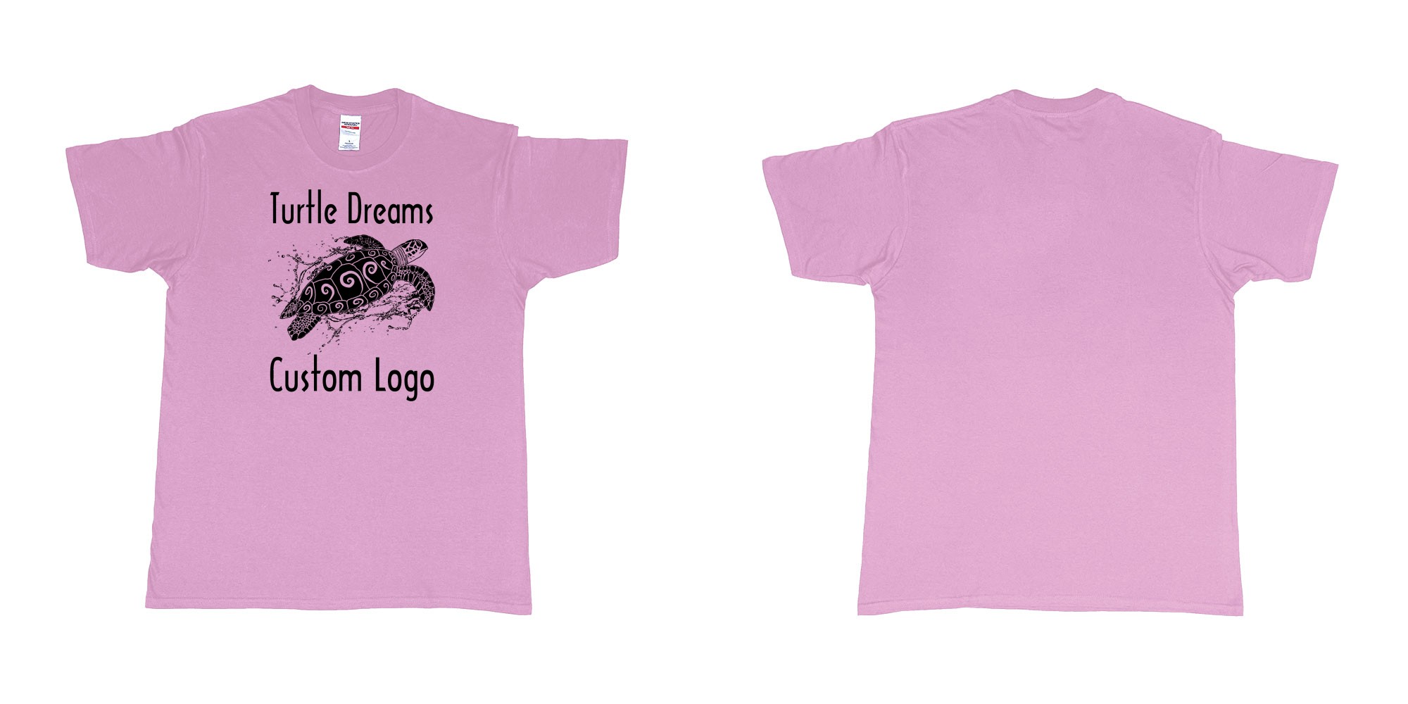 Custom tshirt design turtle dreams custom logo design in fabric color light-pink choice your own text made in Bali by The Pirate Way