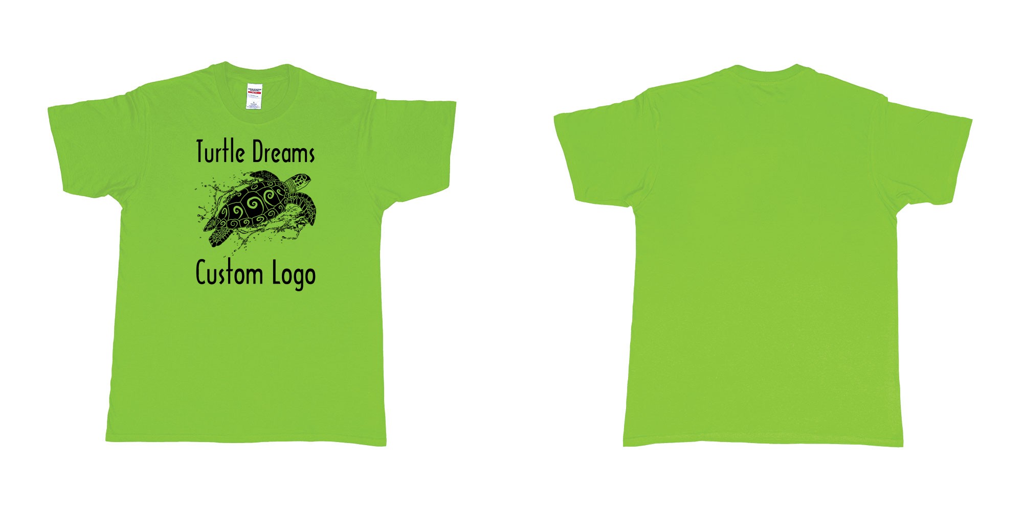 Custom tshirt design turtle dreams custom logo design in fabric color lime choice your own text made in Bali by The Pirate Way