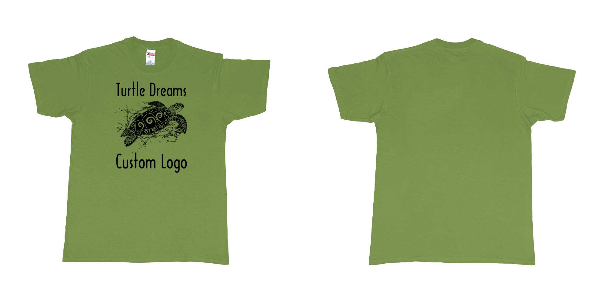Custom tshirt design turtle dreams custom logo design in fabric color military-green choice your own text made in Bali by The Pirate Way