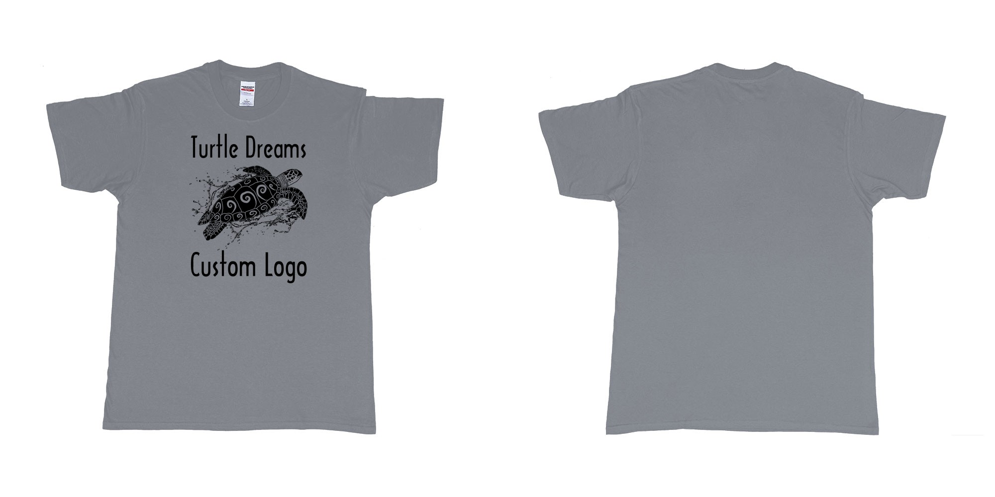 Custom tshirt design turtle dreams custom logo design in fabric color misty choice your own text made in Bali by The Pirate Way