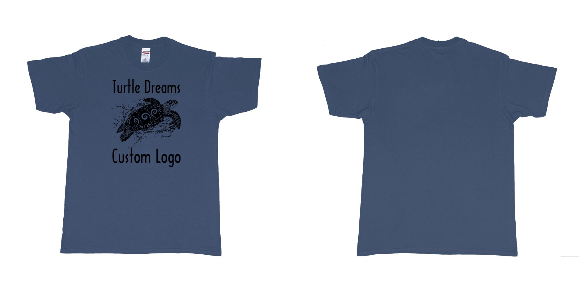 Custom tshirt design turtle dreams custom logo design in fabric color navy choice your own text made in Bali by The Pirate Way