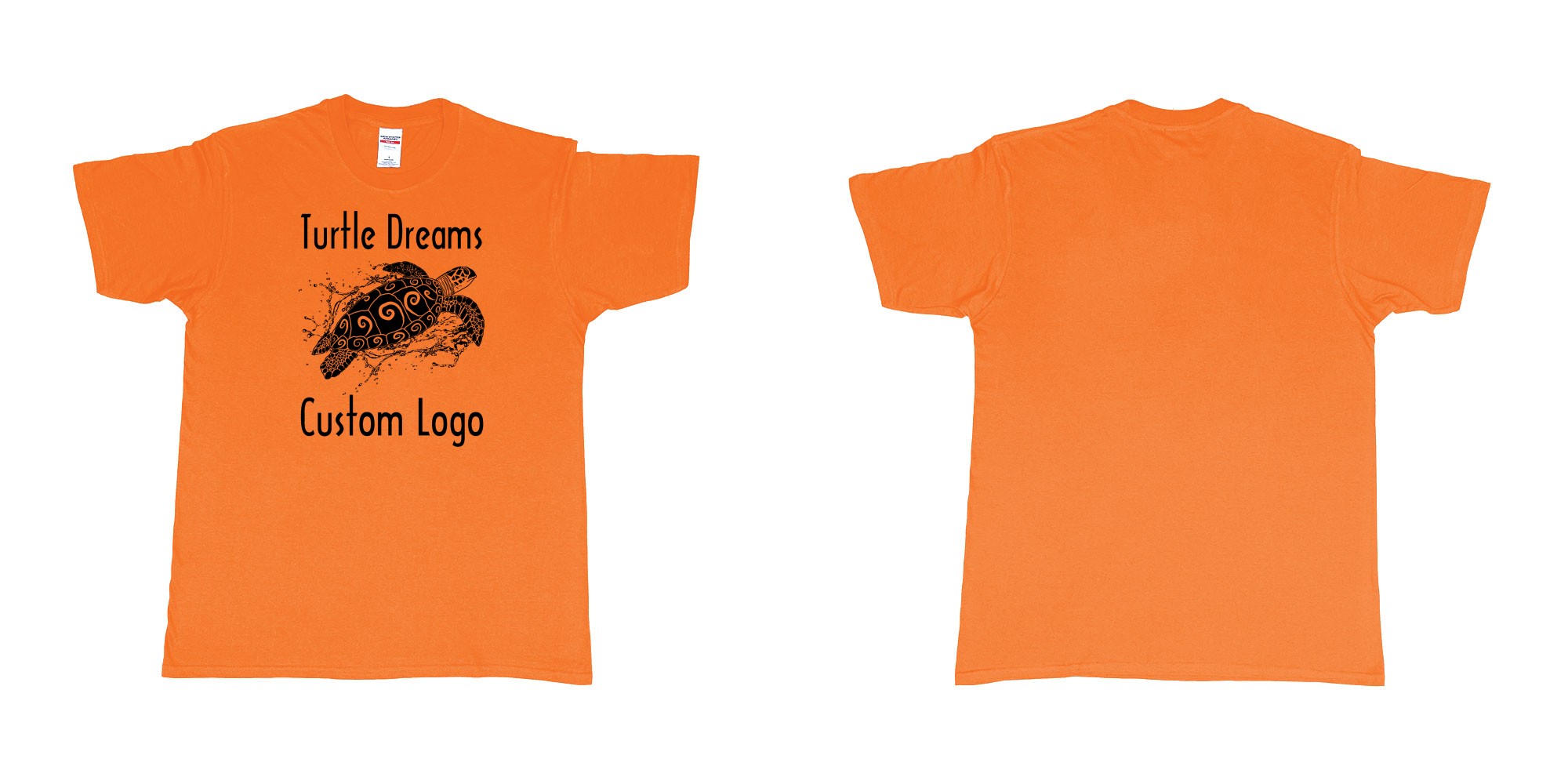 Custom tshirt design turtle dreams custom logo design in fabric color orange choice your own text made in Bali by The Pirate Way