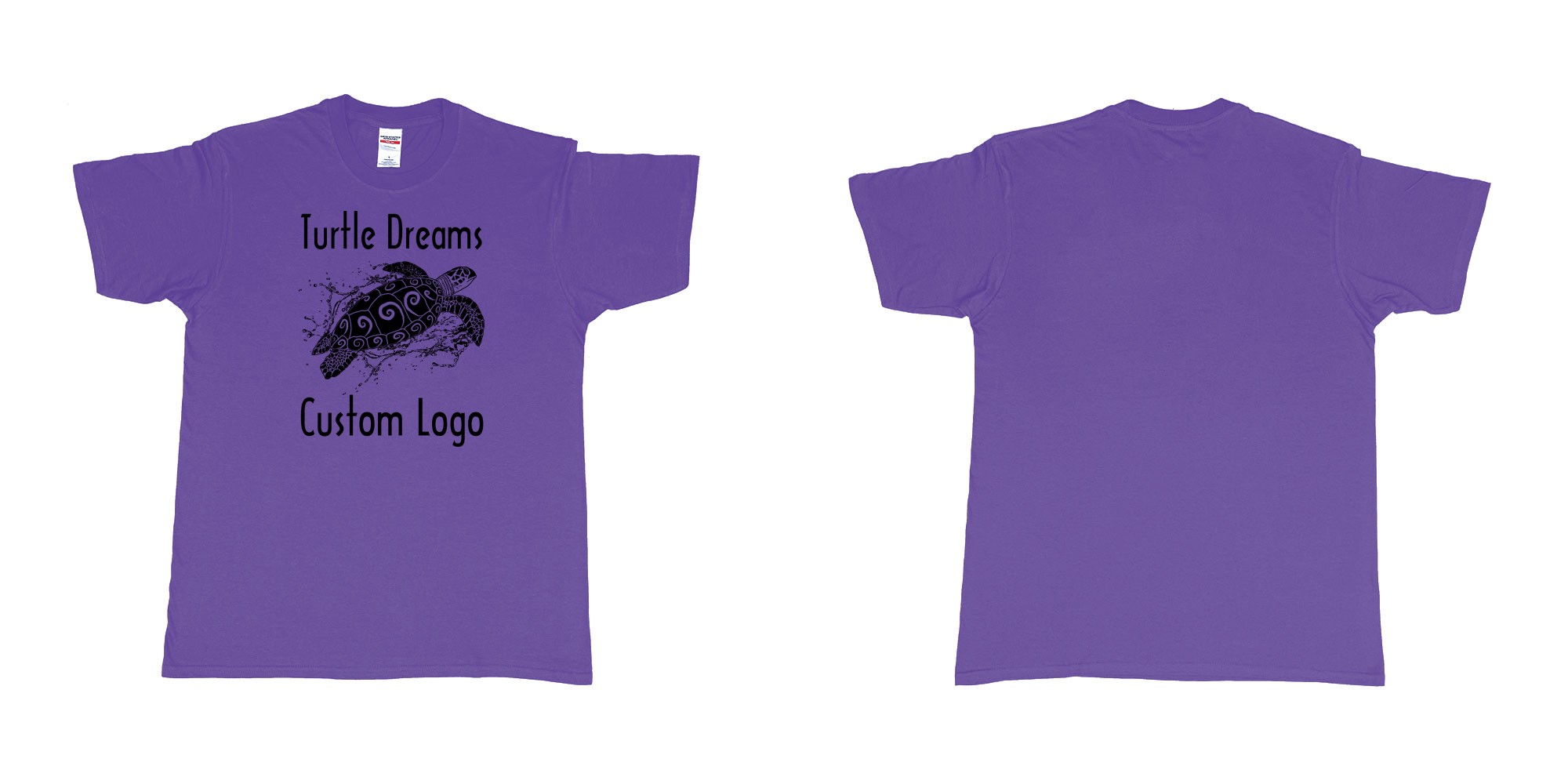 Custom tshirt design turtle dreams custom logo design in fabric color purple choice your own text made in Bali by The Pirate Way