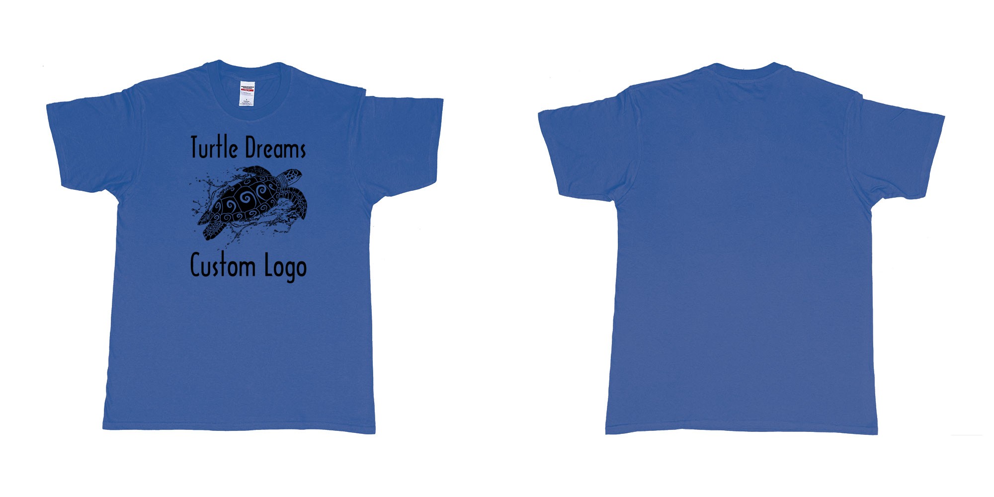 Custom tshirt design turtle dreams custom logo design in fabric color royal-blue choice your own text made in Bali by The Pirate Way