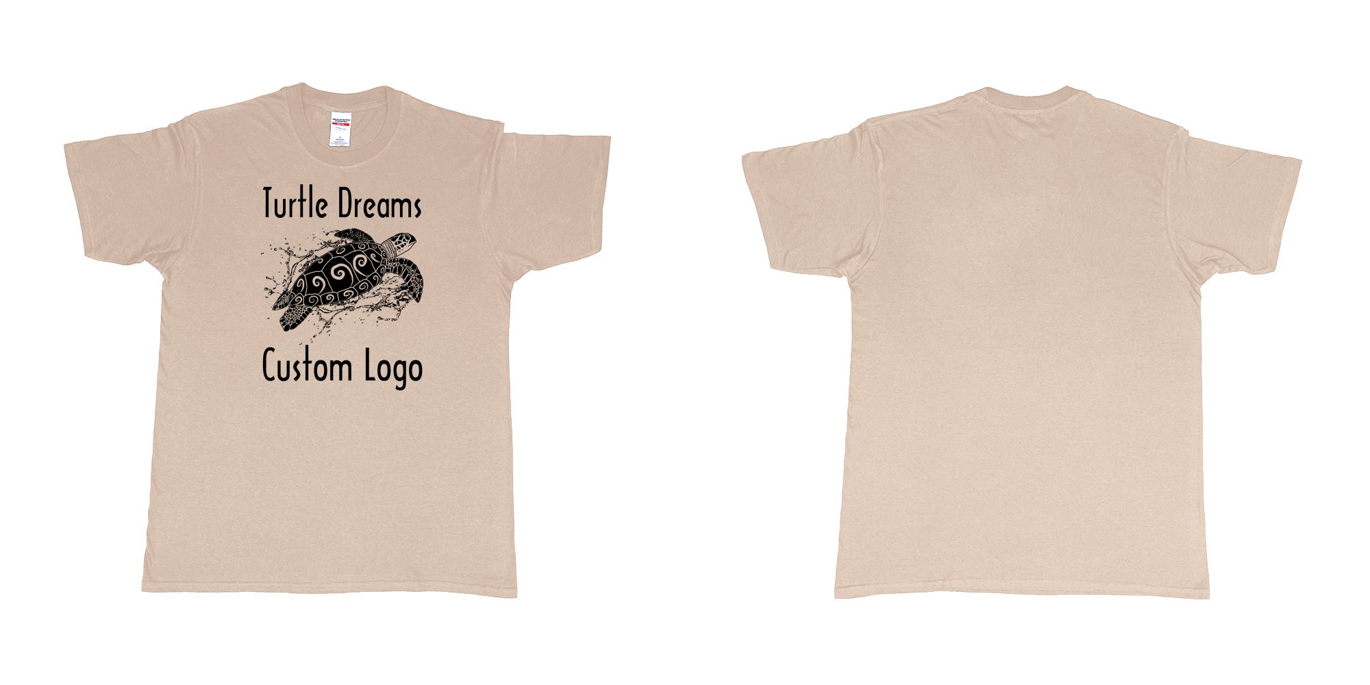 Custom tshirt design turtle dreams custom logo design in fabric color sand choice your own text made in Bali by The Pirate Way