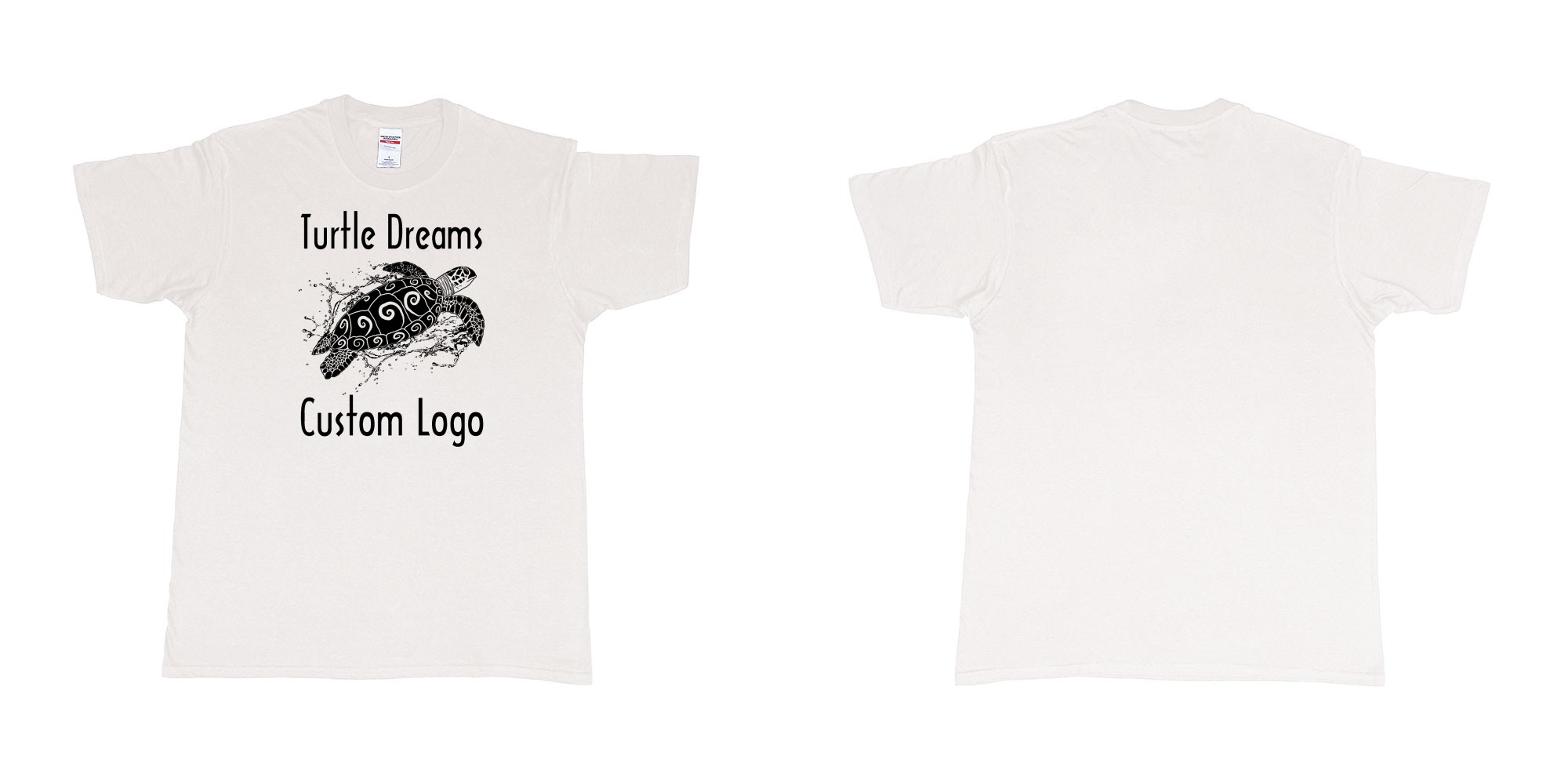Custom tshirt design turtle dreams custom logo design in fabric color white choice your own text made in Bali by The Pirate Way