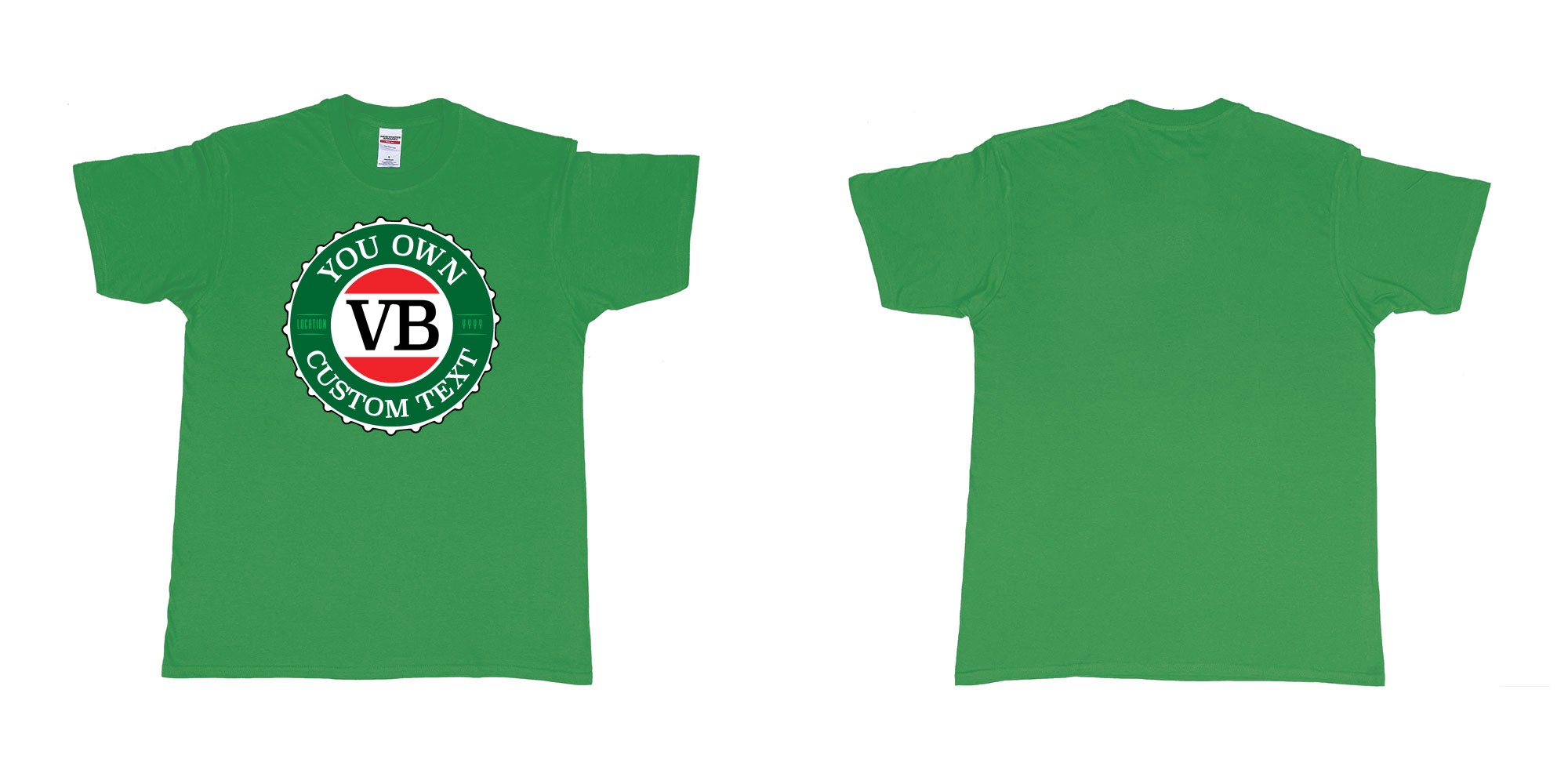Custom tshirt design vb victoria bitter beer brand bottlecap in fabric color irish-green choice your own text made in Bali by The Pirate Way