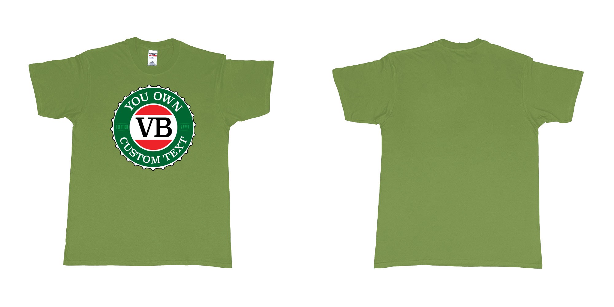 Custom tshirt design vb victoria bitter beer brand bottlecap in fabric color military-green choice your own text made in Bali by The Pirate Way