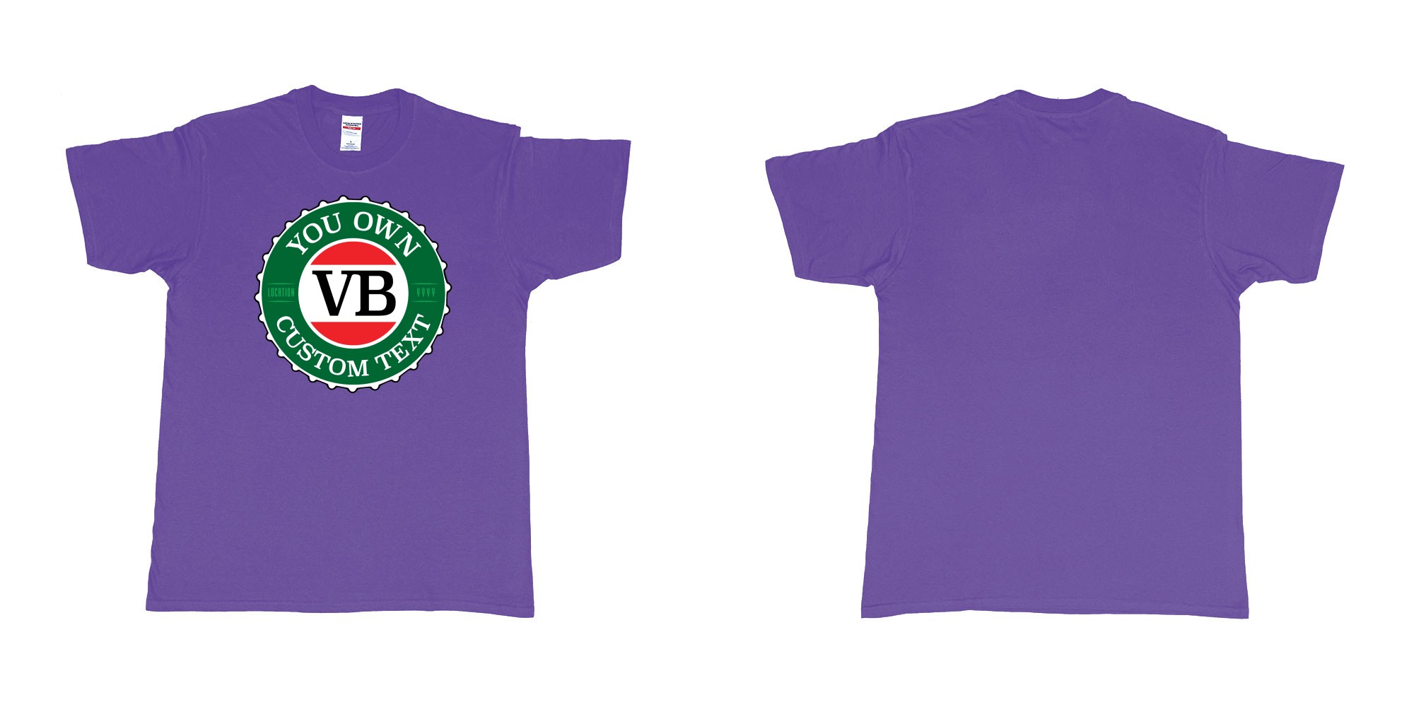 Custom tshirt design vb victoria bitter beer brand bottlecap in fabric color purple choice your own text made in Bali by The Pirate Way