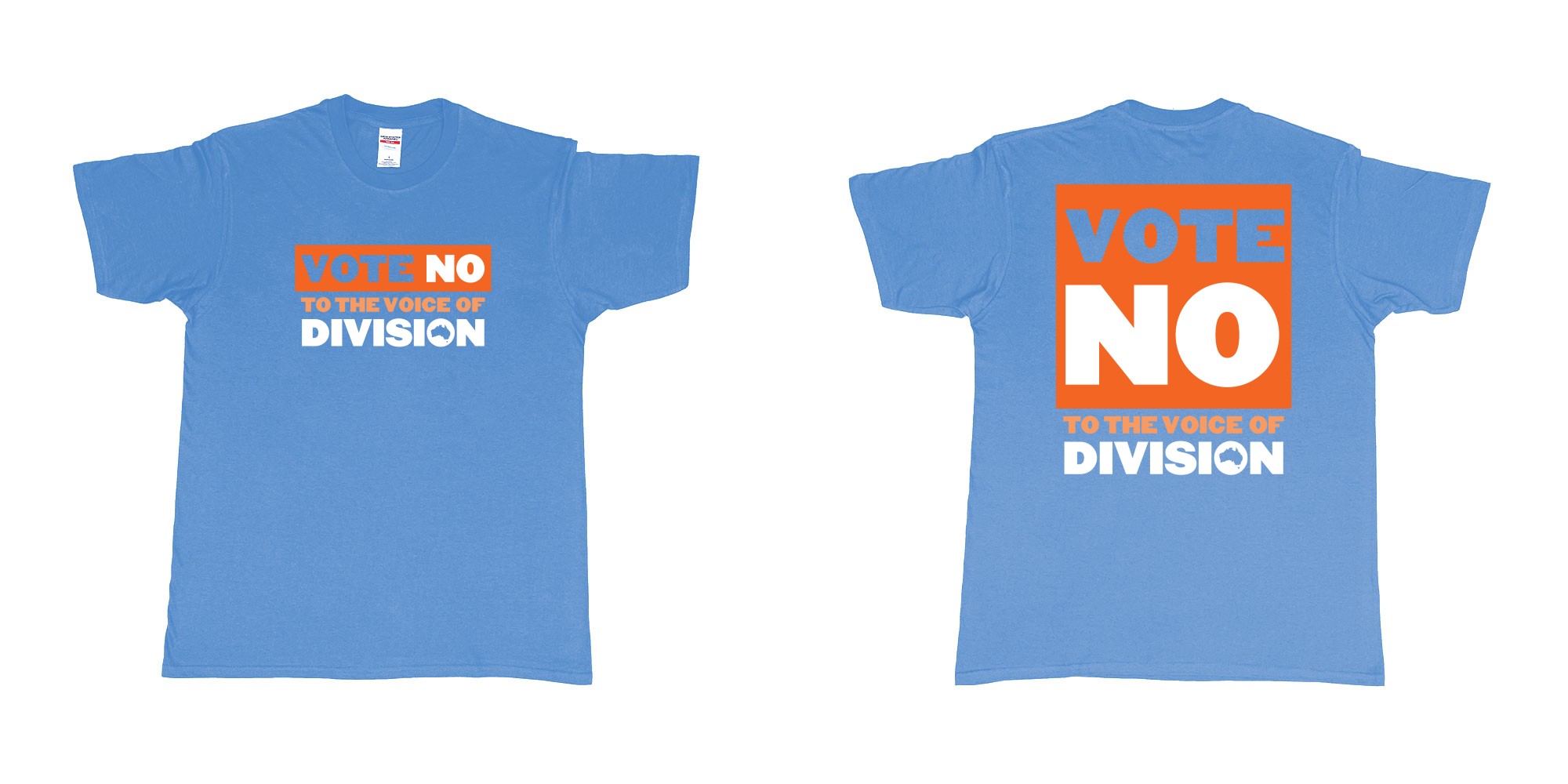 Custom tshirt design vote no to the voice of division australia in fabric color carolina-blue choice your own text made in Bali by The Pirate Way