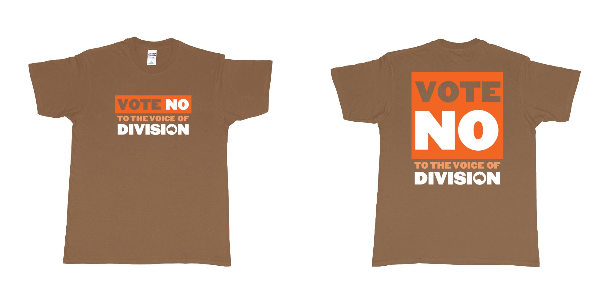 Custom tshirt design vote no to the voice of division australia in fabric color chestnut choice your own text made in Bali by The Pirate Way