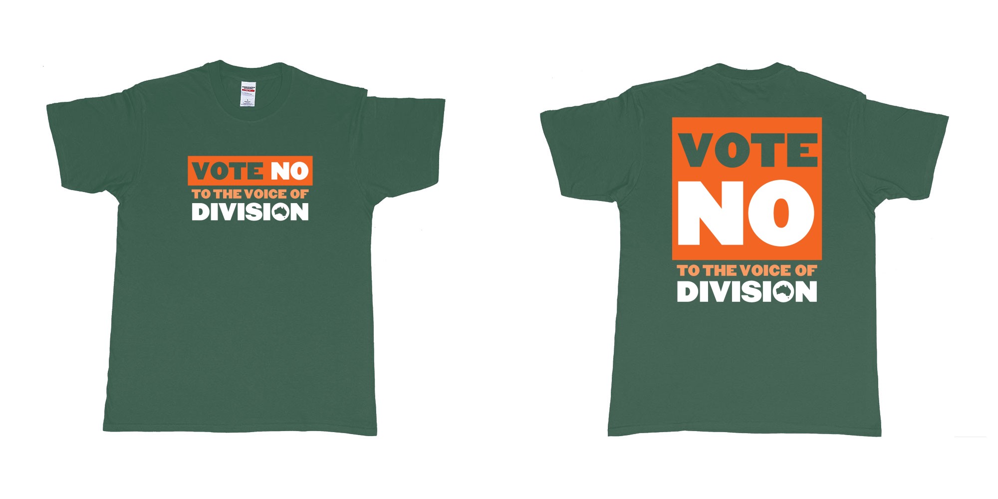Custom tshirt design vote no to the voice of division australia in fabric color forest-green choice your own text made in Bali by The Pirate Way