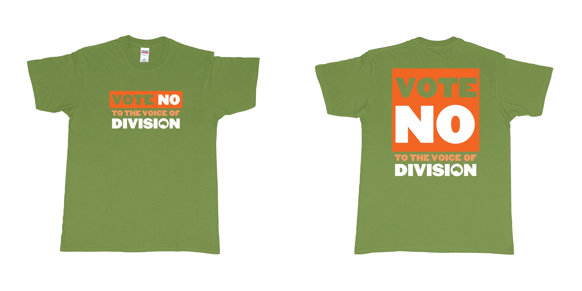 Custom tshirt design vote no to the voice of division australia in fabric color military-green choice your own text made in Bali by The Pirate Way