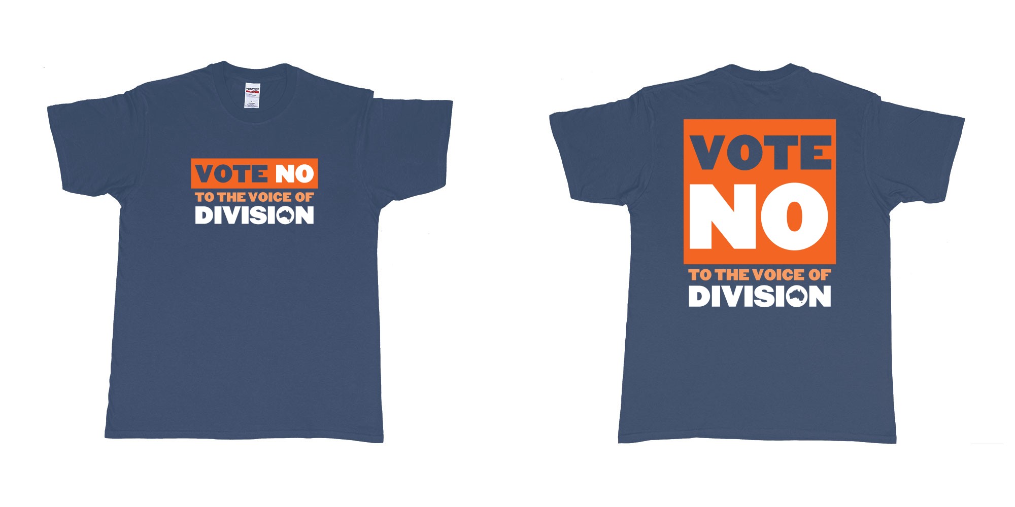 Custom tshirt design vote no to the voice of division australia in fabric color navy choice your own text made in Bali by The Pirate Way