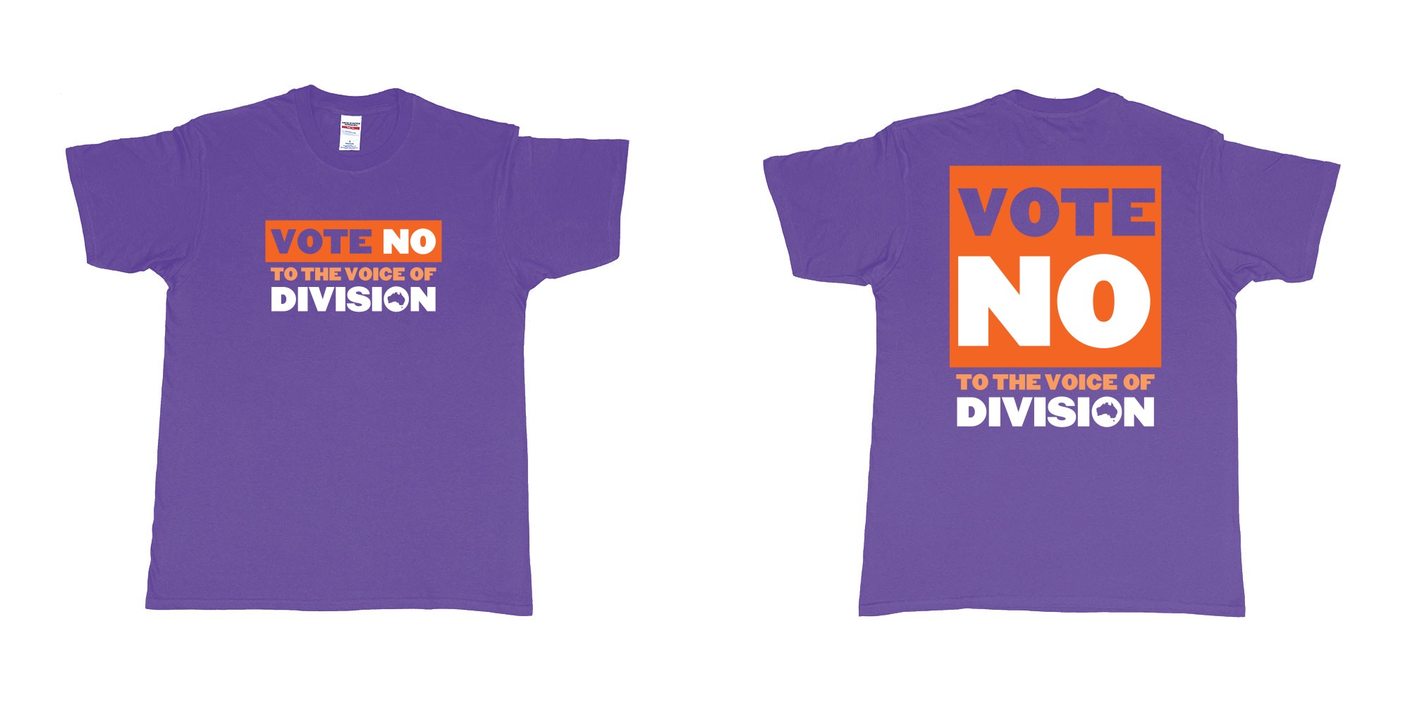 Custom tshirt design vote no to the voice of division australia in fabric color purple choice your own text made in Bali by The Pirate Way