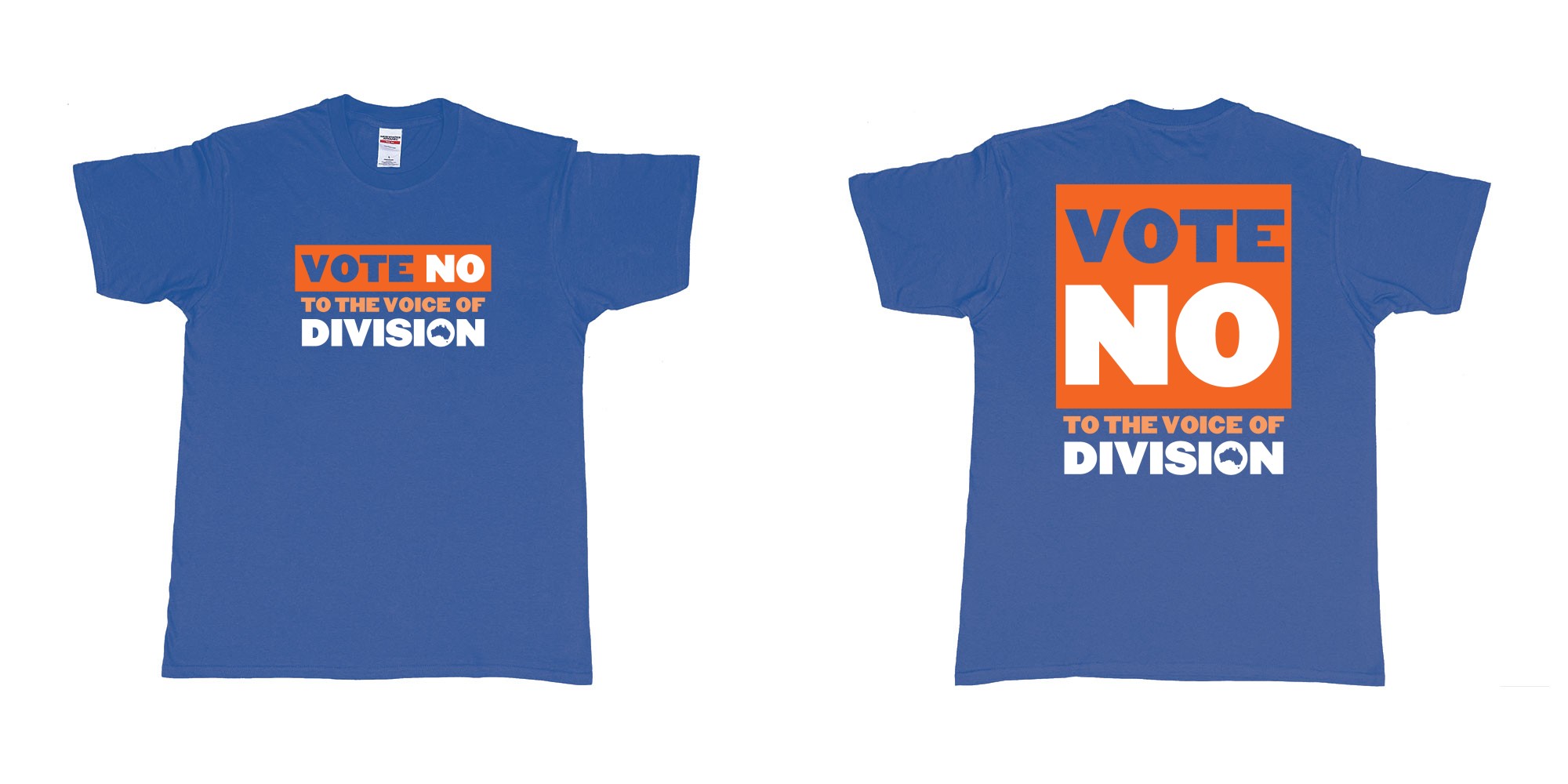 Custom tshirt design vote no to the voice of division australia in fabric color royal-blue choice your own text made in Bali by The Pirate Way