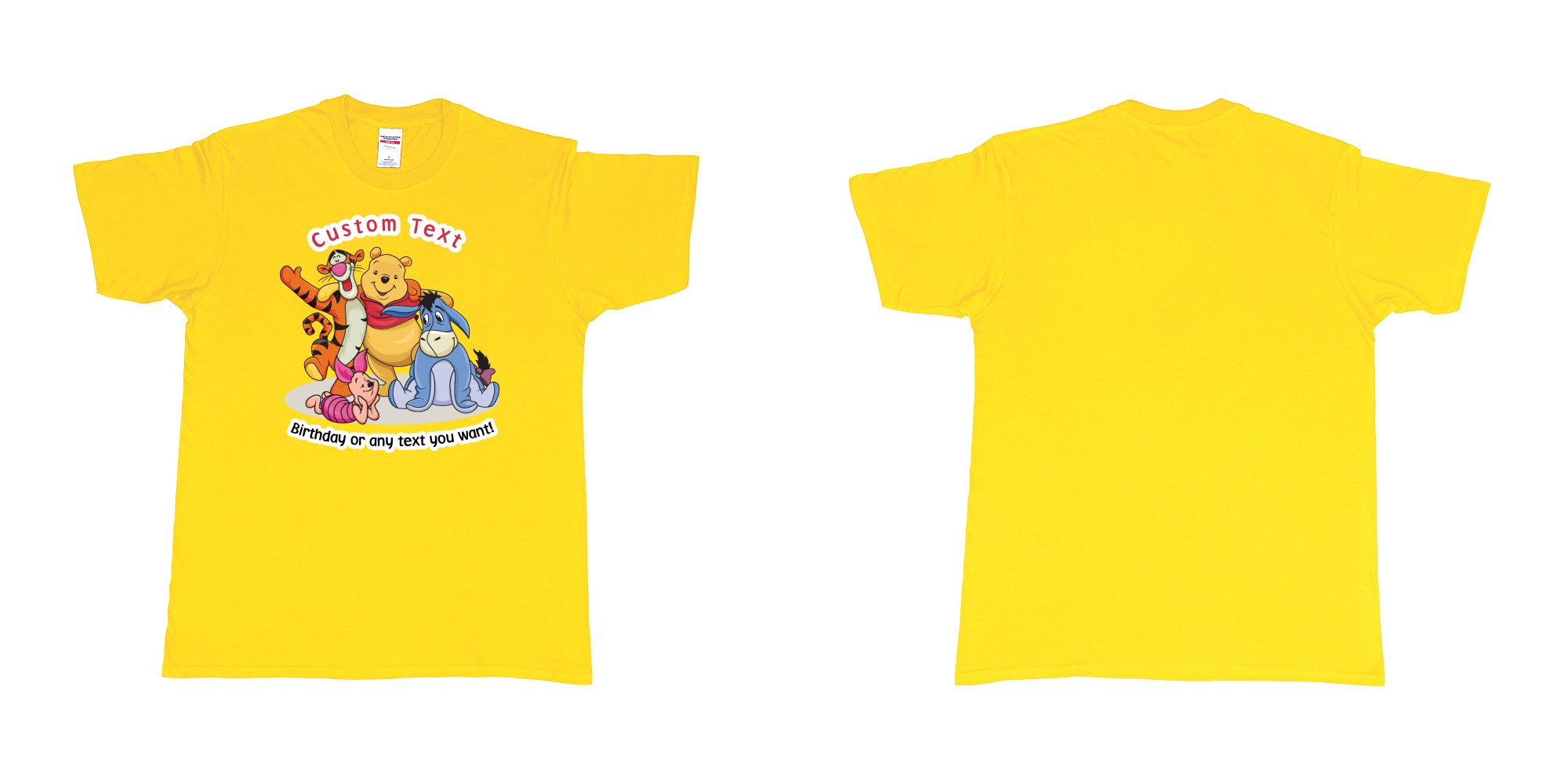 Custom tshirt design winnie the pooh and friend in fabric color daisy choice your own text made in Bali by The Pirate Way
