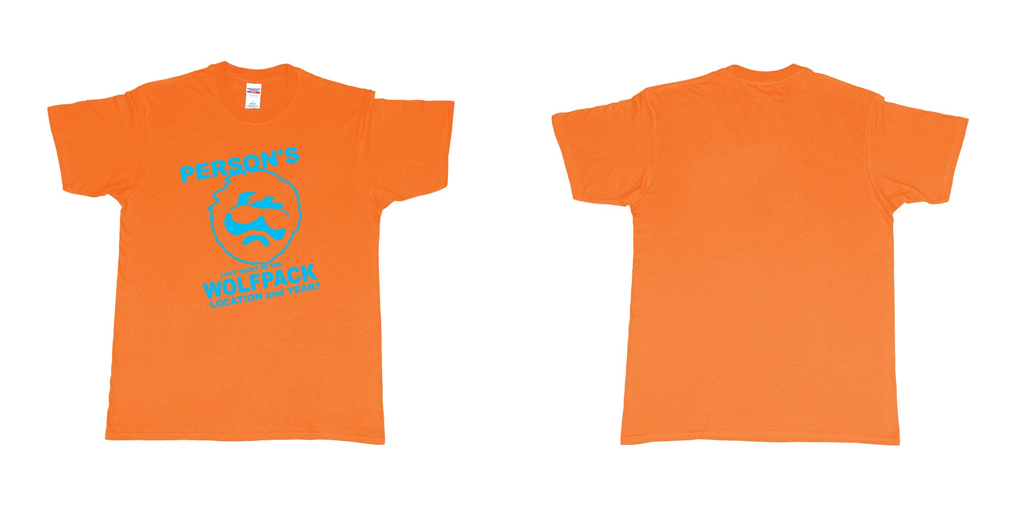 Custom tshirt design wolfpack in fabric color orange choice your own text made in Bali by The Pirate Way