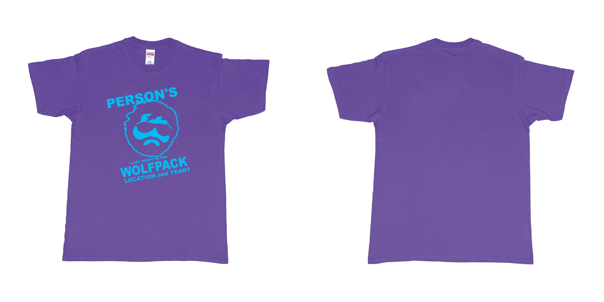 Custom tshirt design wolfpack in fabric color purple choice your own text made in Bali by The Pirate Way
