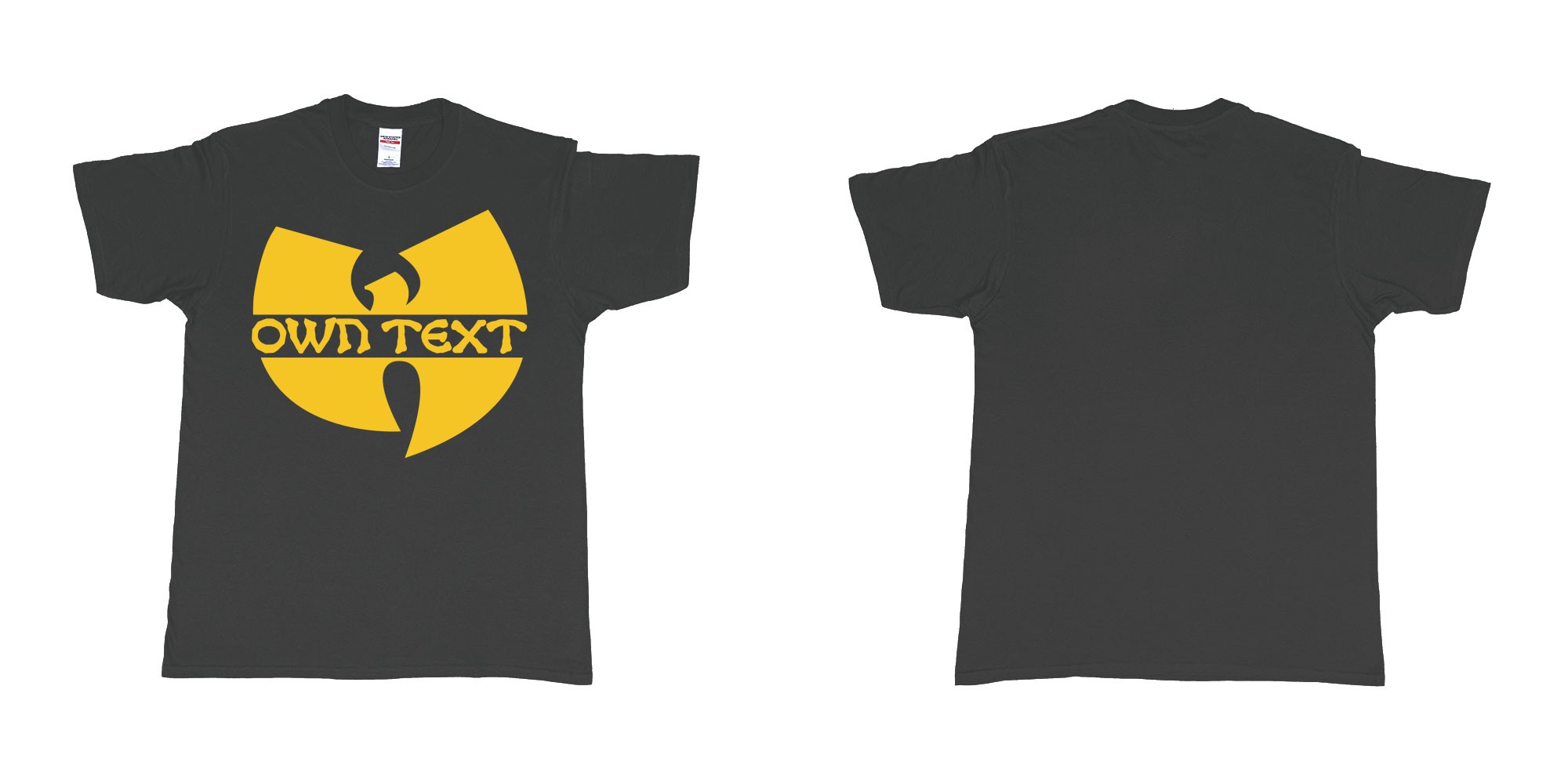 Custom tshirt design wu tang clan logo in fabric color black choice your own text made in Bali by The Pirate Way