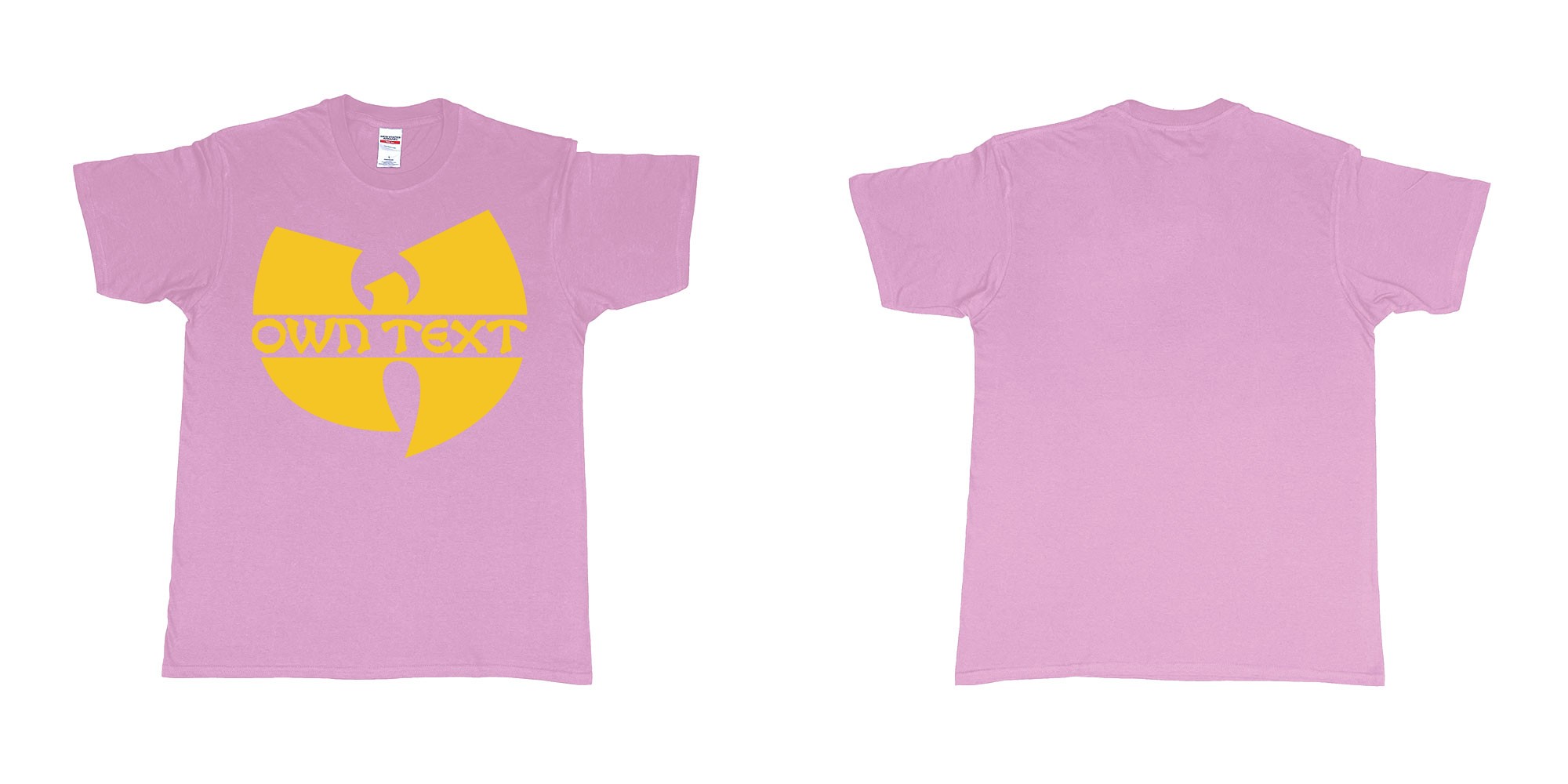 Custom tshirt design wu tang clan logo in fabric color light-pink choice your own text made in Bali by The Pirate Way