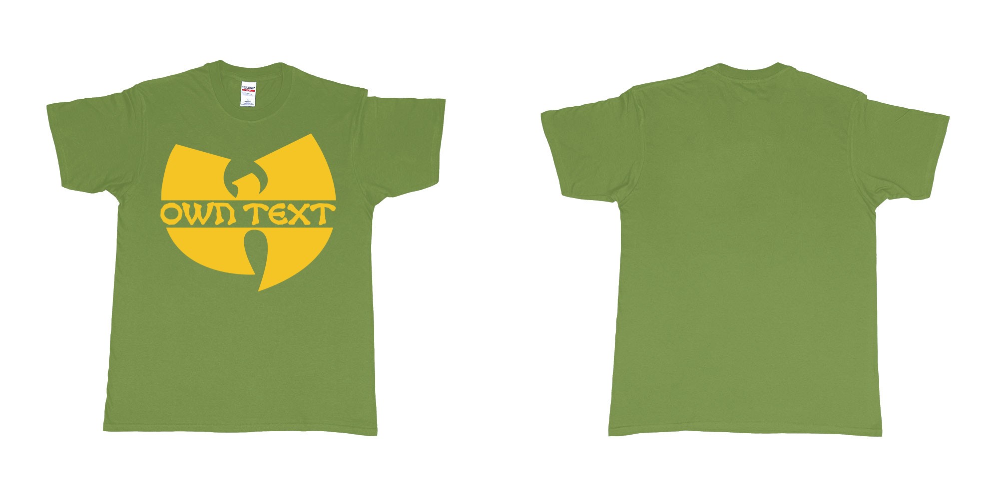 Custom tshirt design wu tang clan logo in fabric color military-green choice your own text made in Bali by The Pirate Way