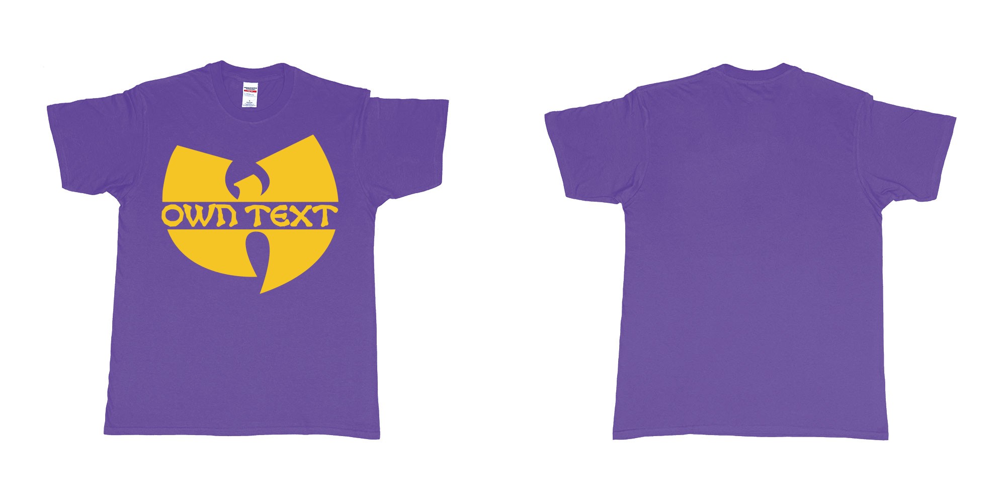 Custom tshirt design wu tang clan logo in fabric color purple choice your own text made in Bali by The Pirate Way