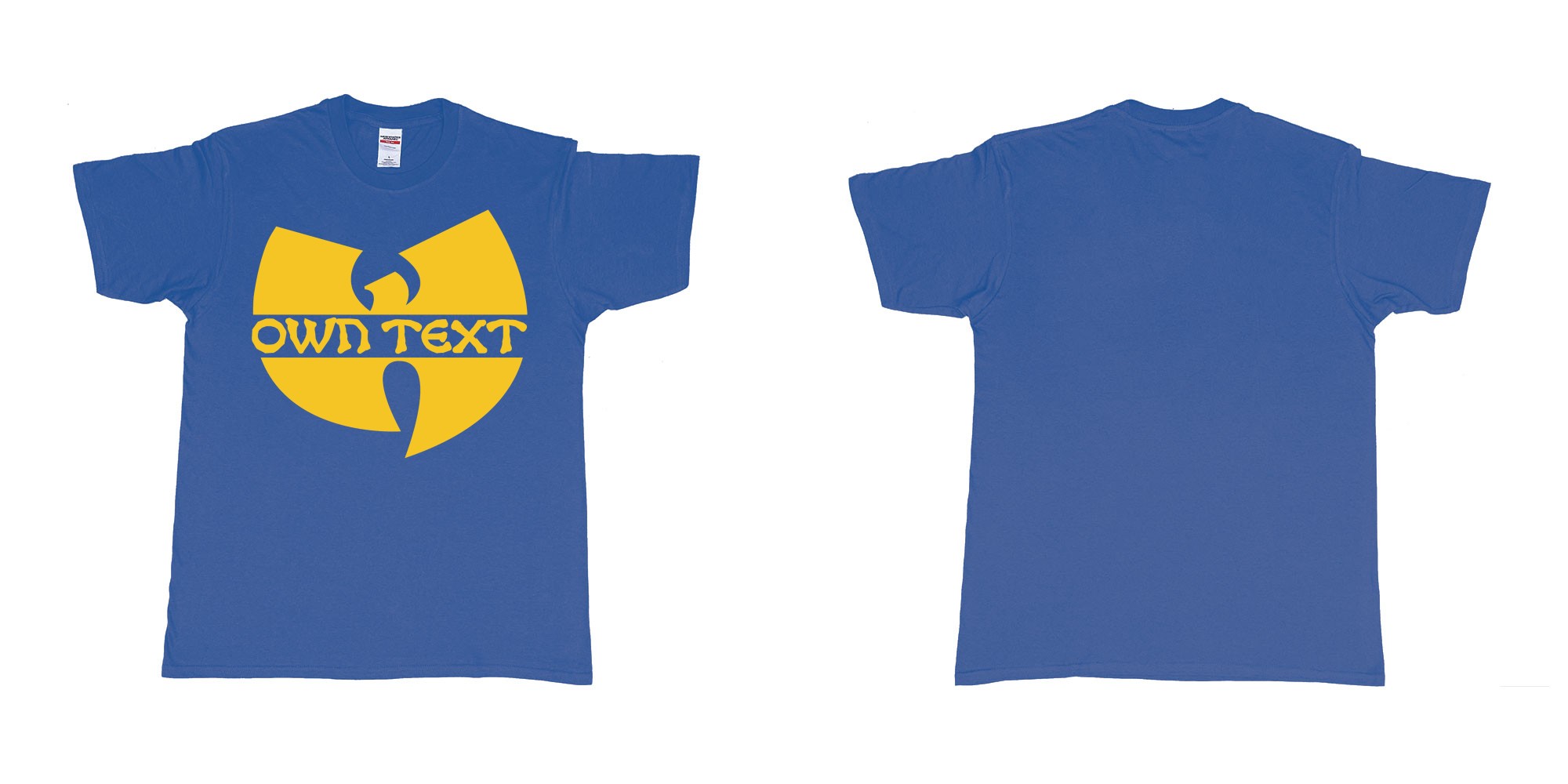 Custom tshirt design wu tang clan logo in fabric color royal-blue choice your own text made in Bali by The Pirate Way