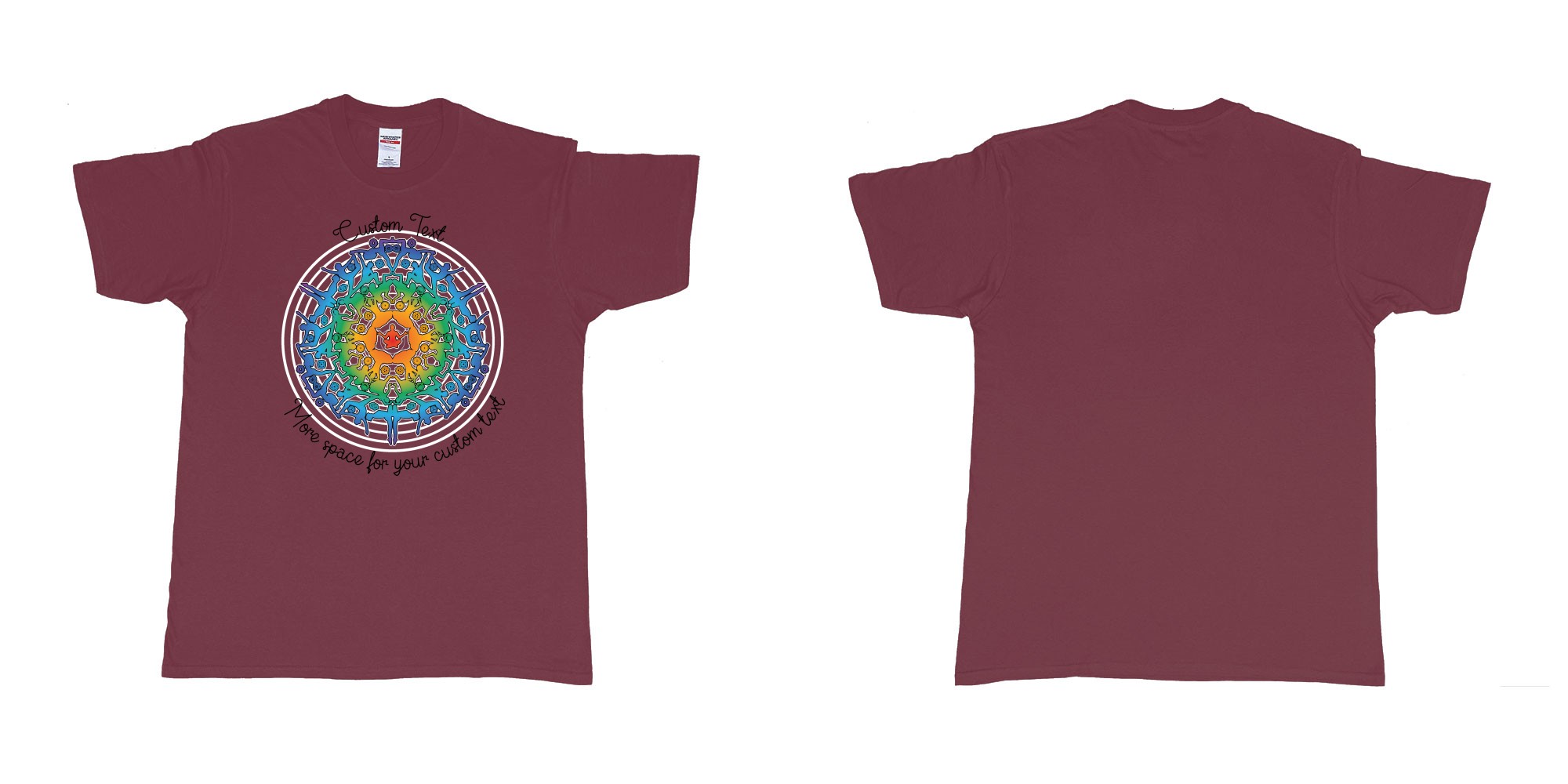 Custom tshirt design yoga mandala in fabric color marron choice your own text made in Bali by The Pirate Way