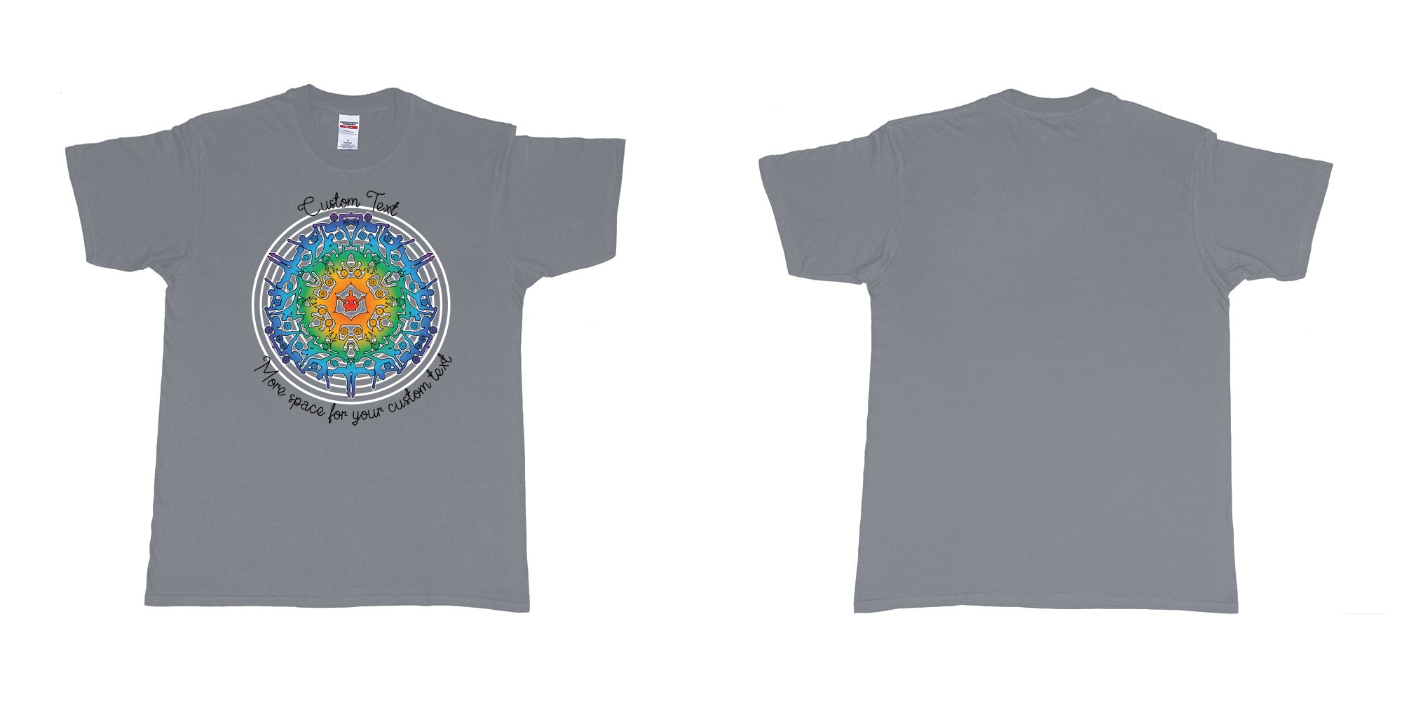 Custom tshirt design yoga mandala in fabric color misty choice your own text made in Bali by The Pirate Way