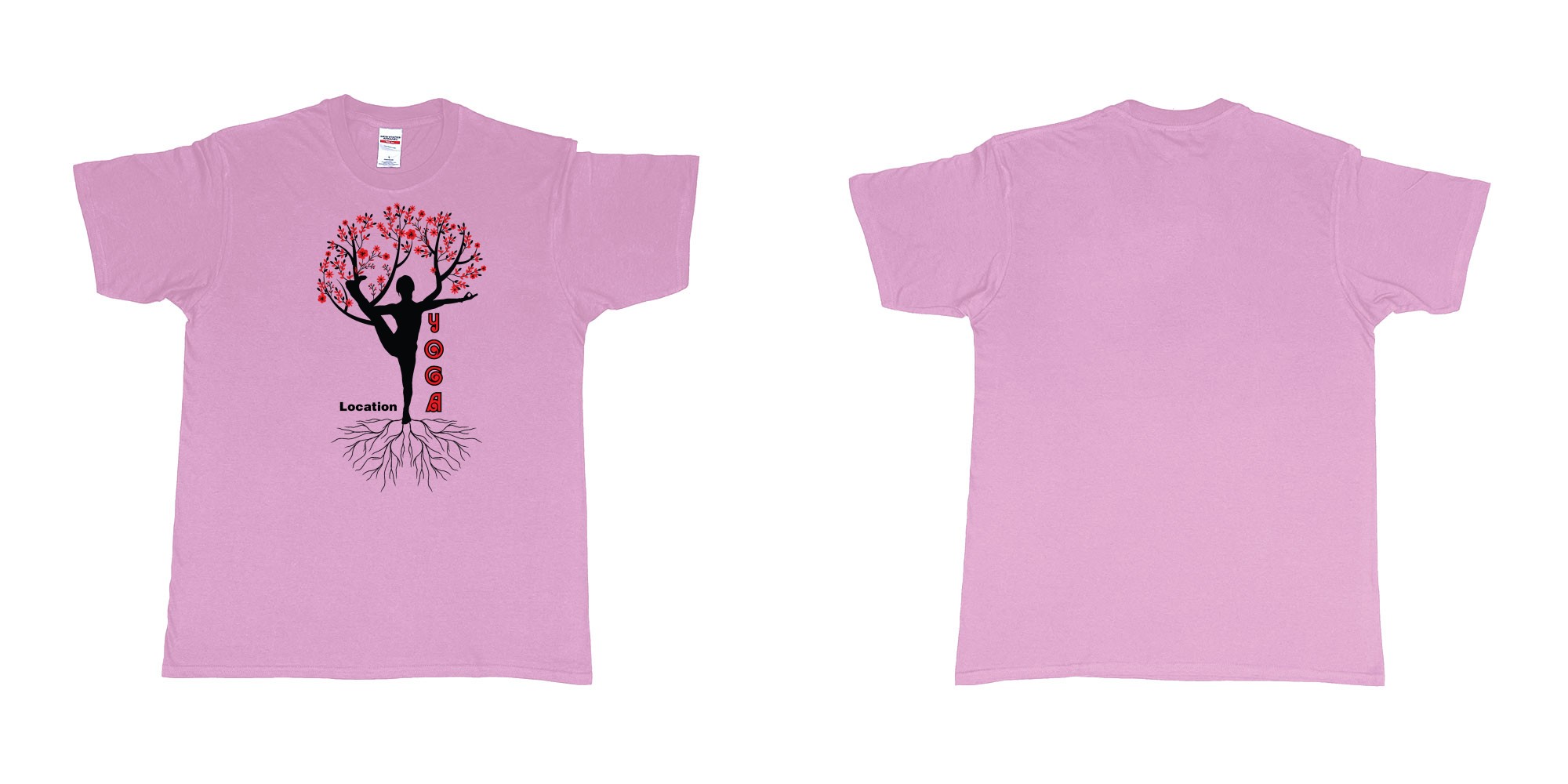 Custom tshirt design yoga tree of life is blooming own logo location design in fabric color light-pink choice your own text made in Bali by The Pirate Way