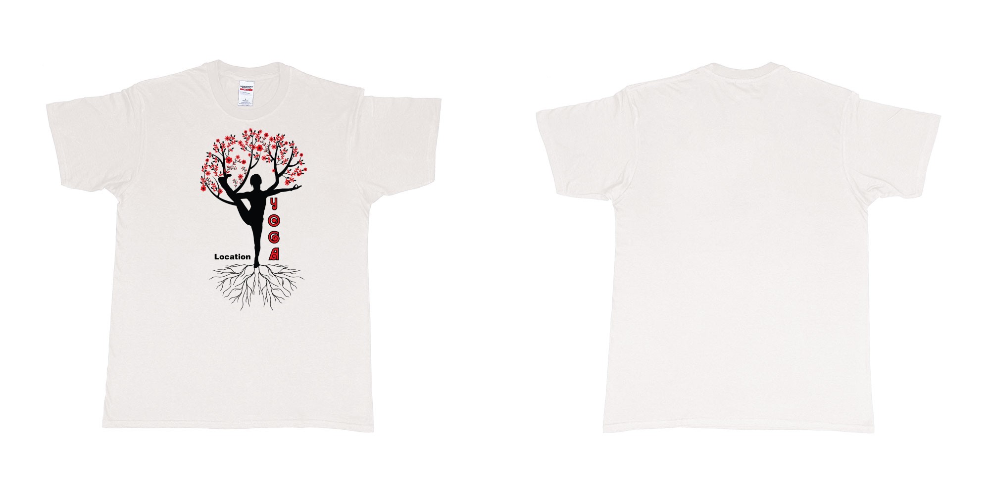 Custom tshirt design yoga tree of life is blooming own logo location design in fabric color white choice your own text made in Bali by The Pirate Way