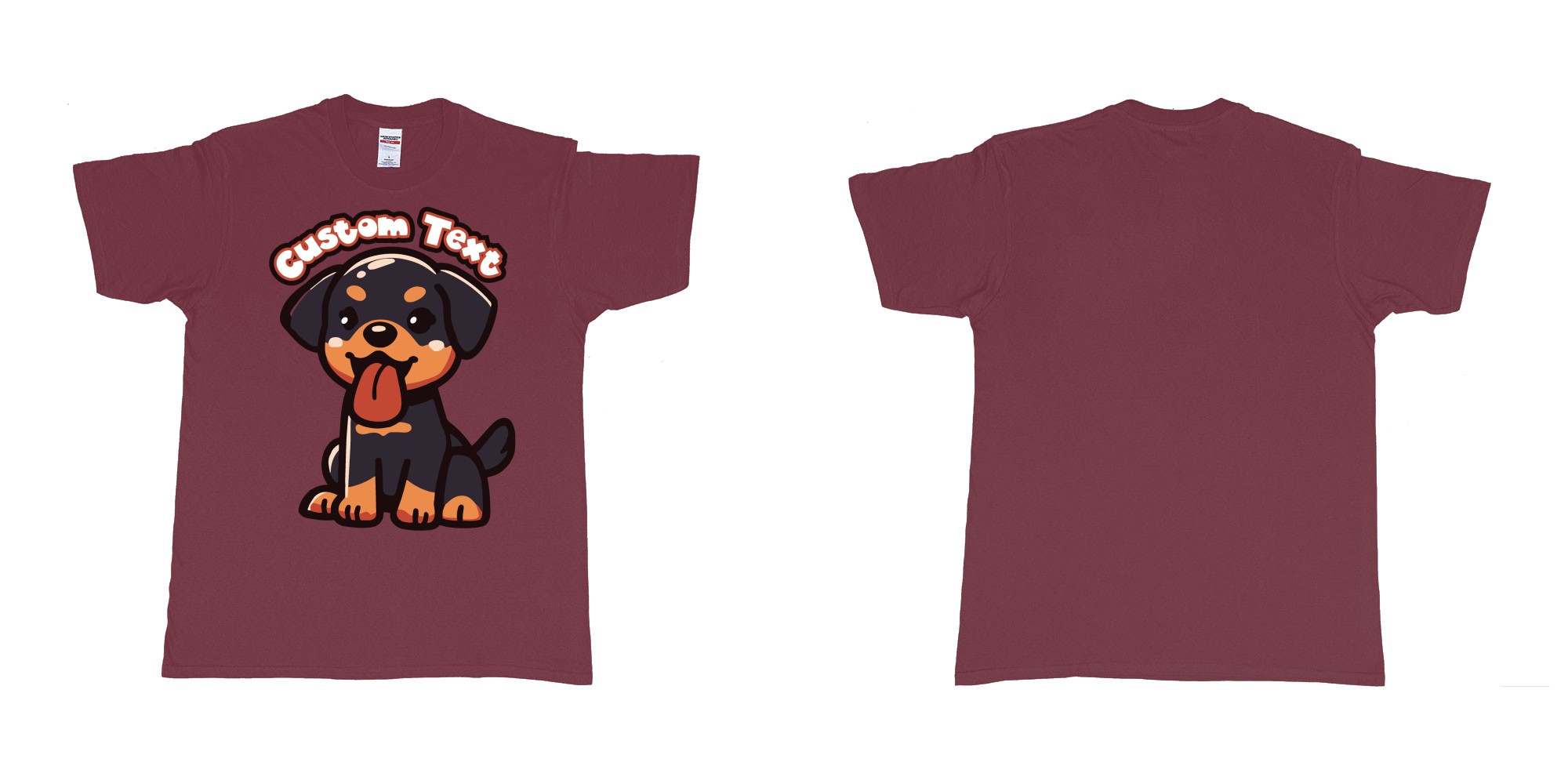 Custom tshirt design yuki rottweiler custom text in fabric color marron choice your own text made in Bali by The Pirate Way
