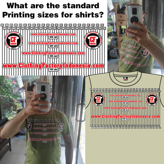 Printing Size Standards Illustrated T-Shirt 20cm 22cm 30cm 45cm Printing Front Back Tshirt Sample
