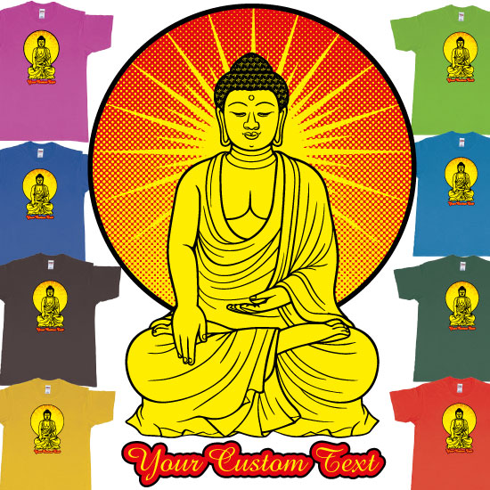 Buddha Sitting Sunset Light Custom Text Yoga